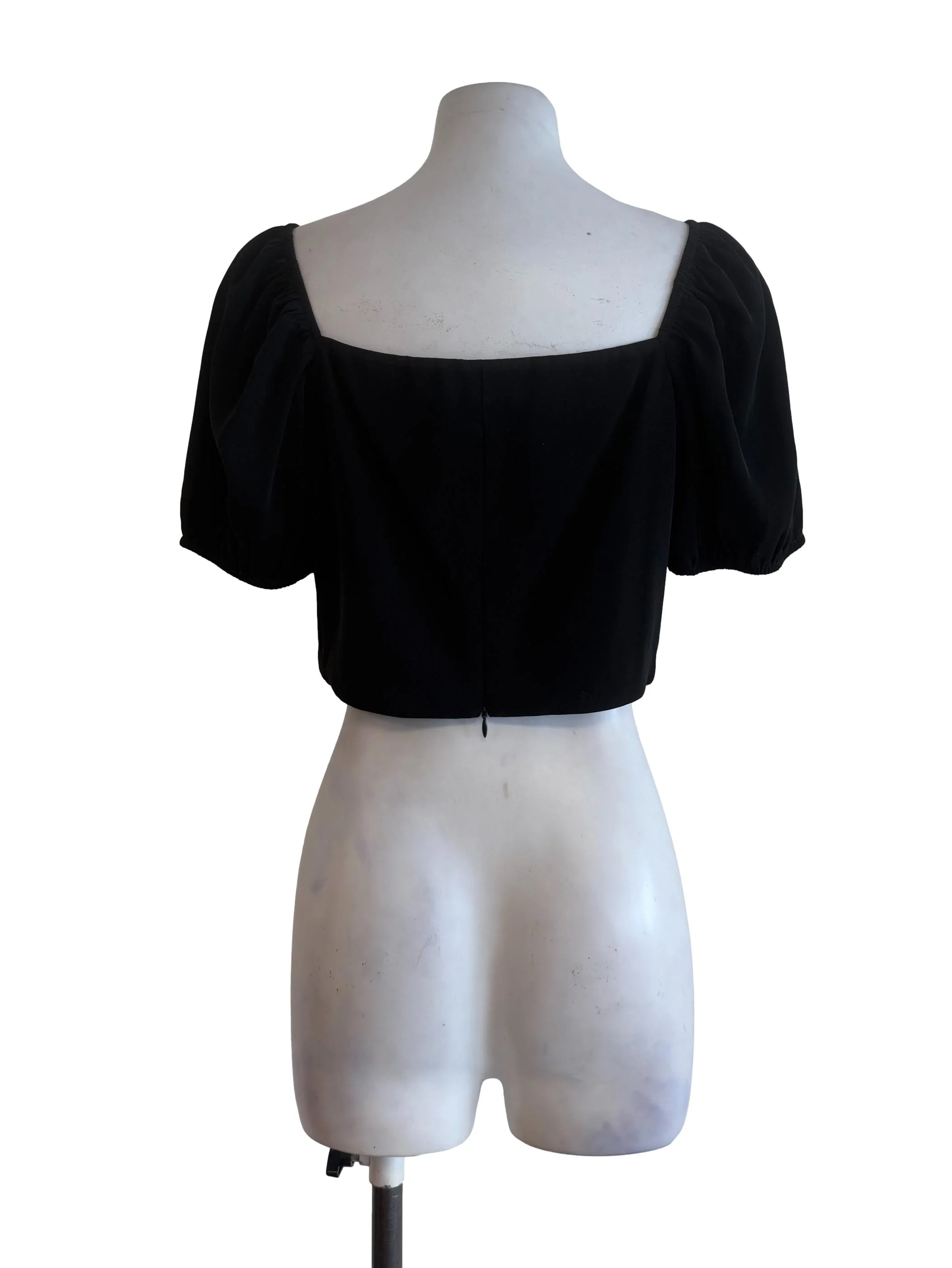 Black Puff Sleeves Crop Top - Image 2