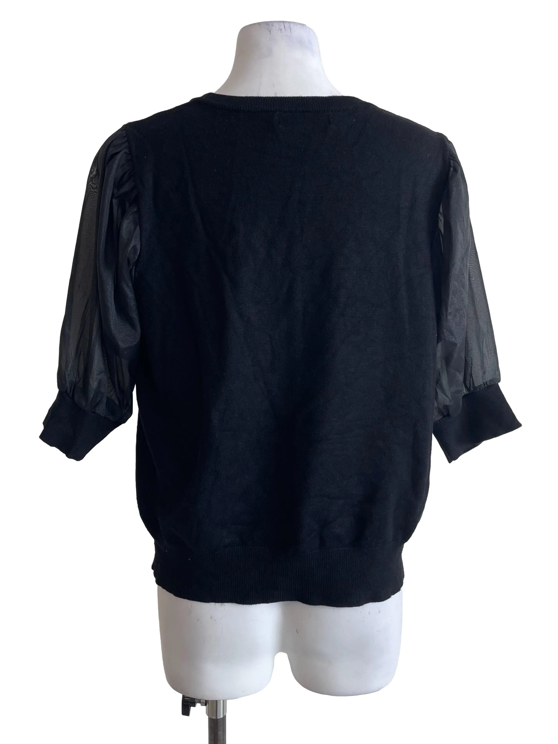 Black Puff Sleeves Top - Image 2