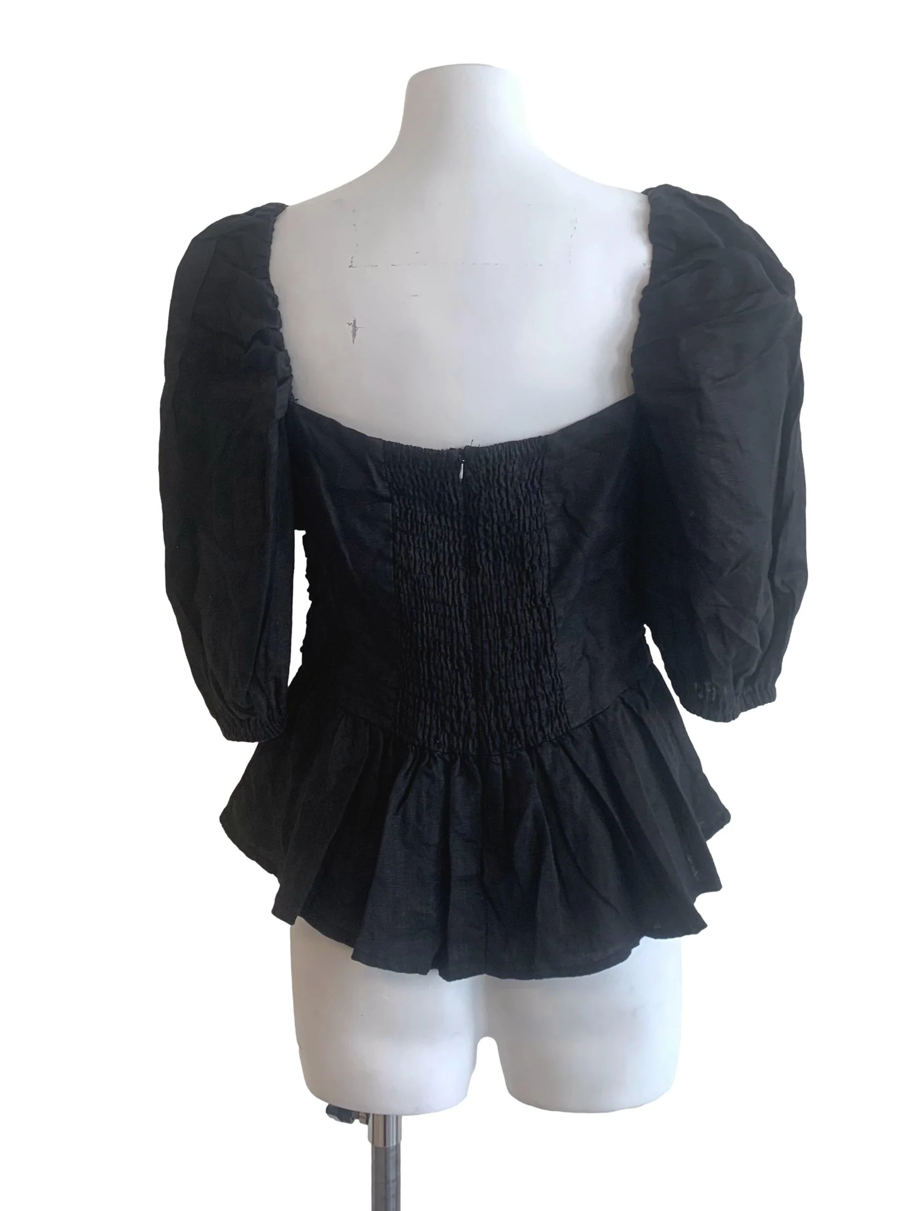 Black Puff Sleeves Top - Image 2