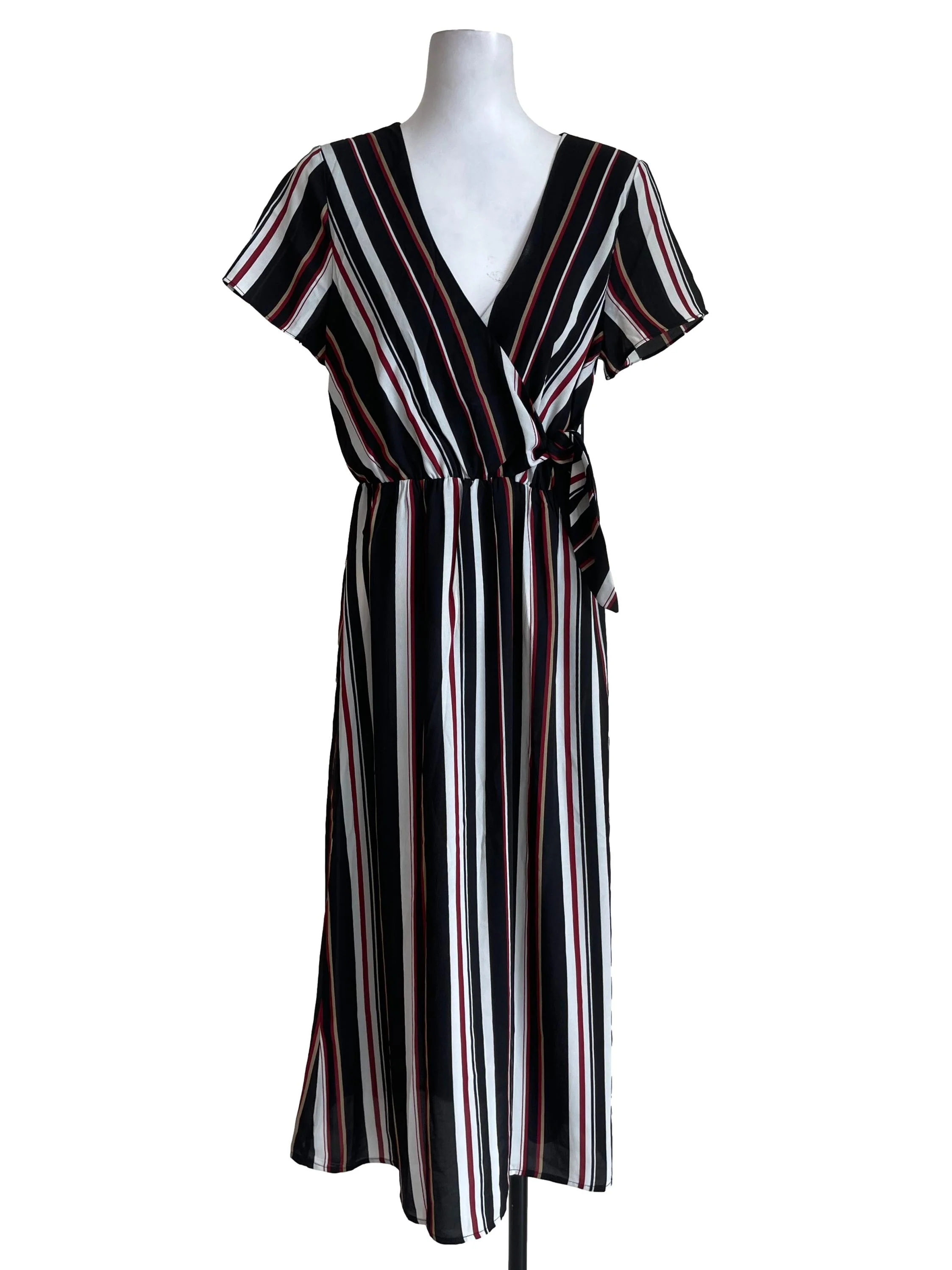 Black/Red Stripes Maxi Dress