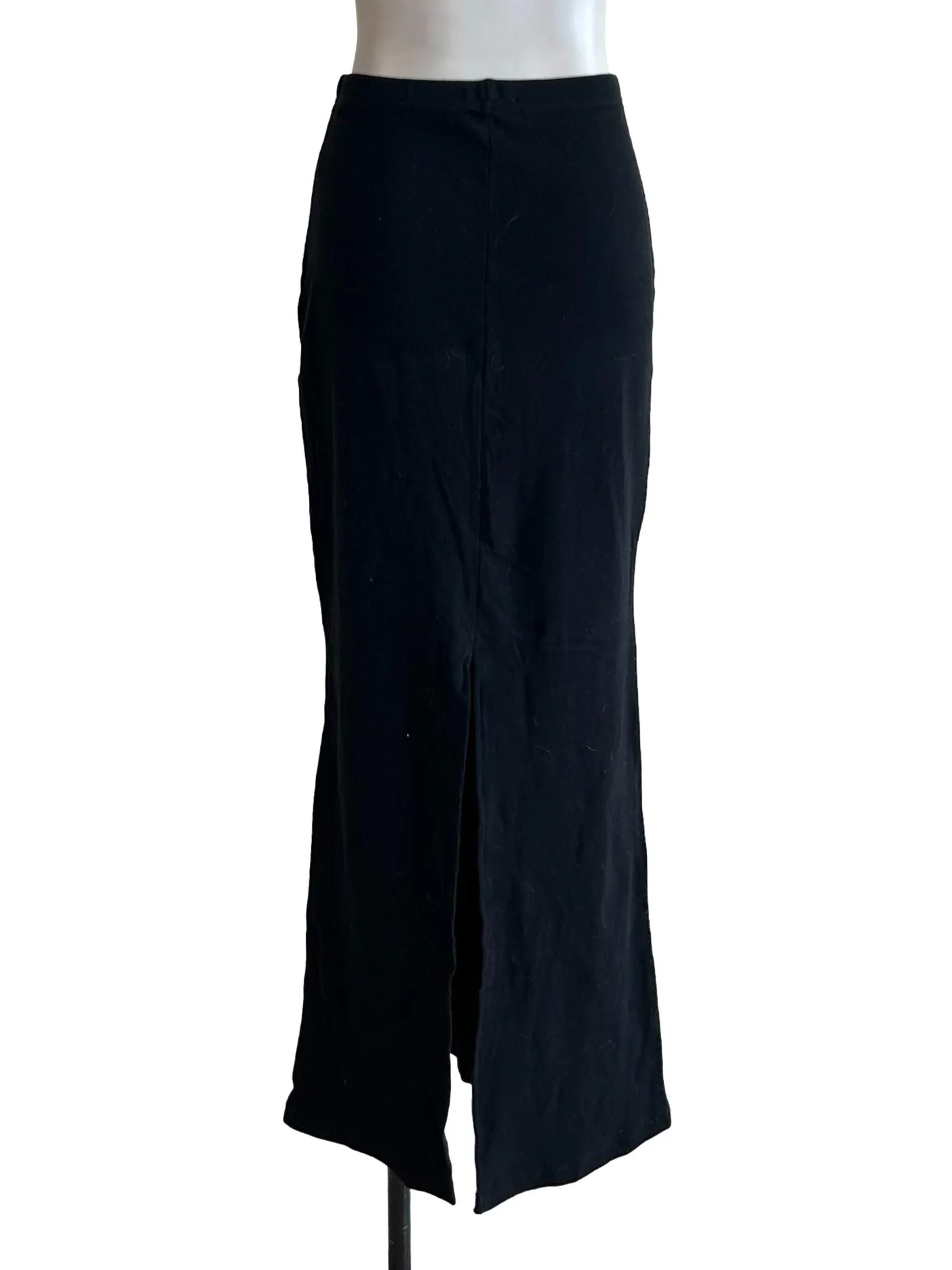 Black Ribbed Bias-Cut Skirt - Image 2