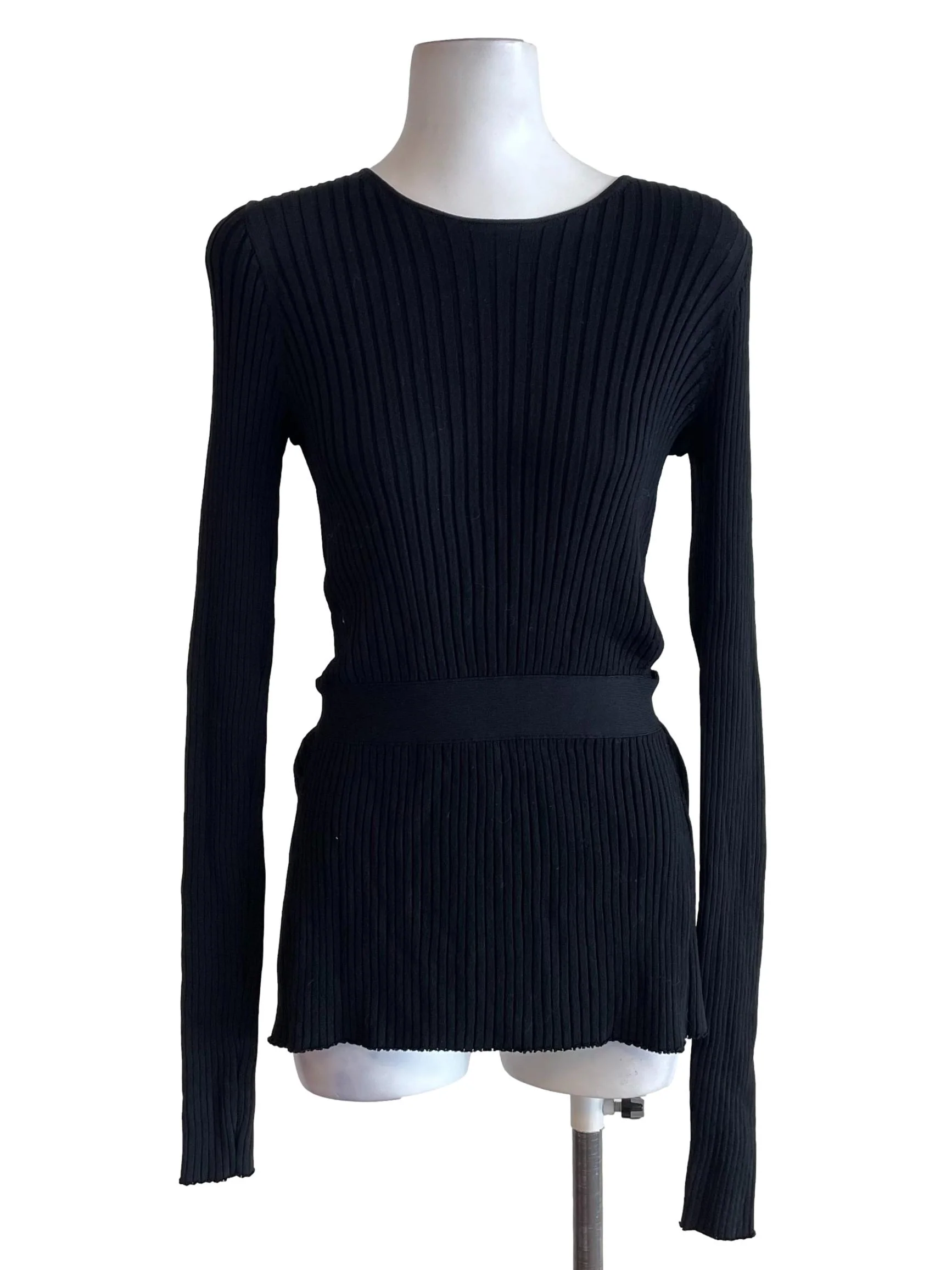 Black Ribbed Open Back Fit Top