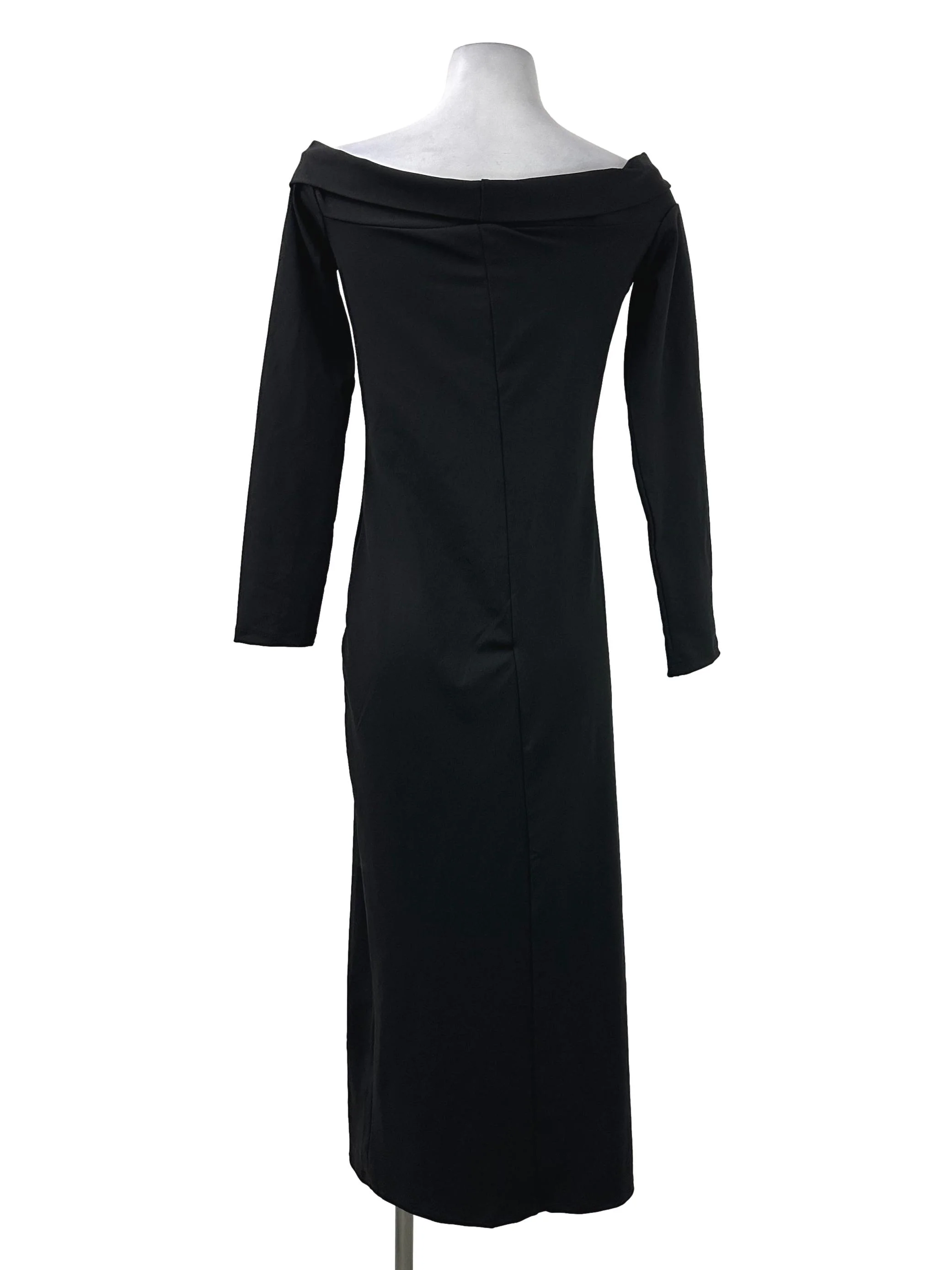 Black Ruched Off-Shoulder Dress - Image 2