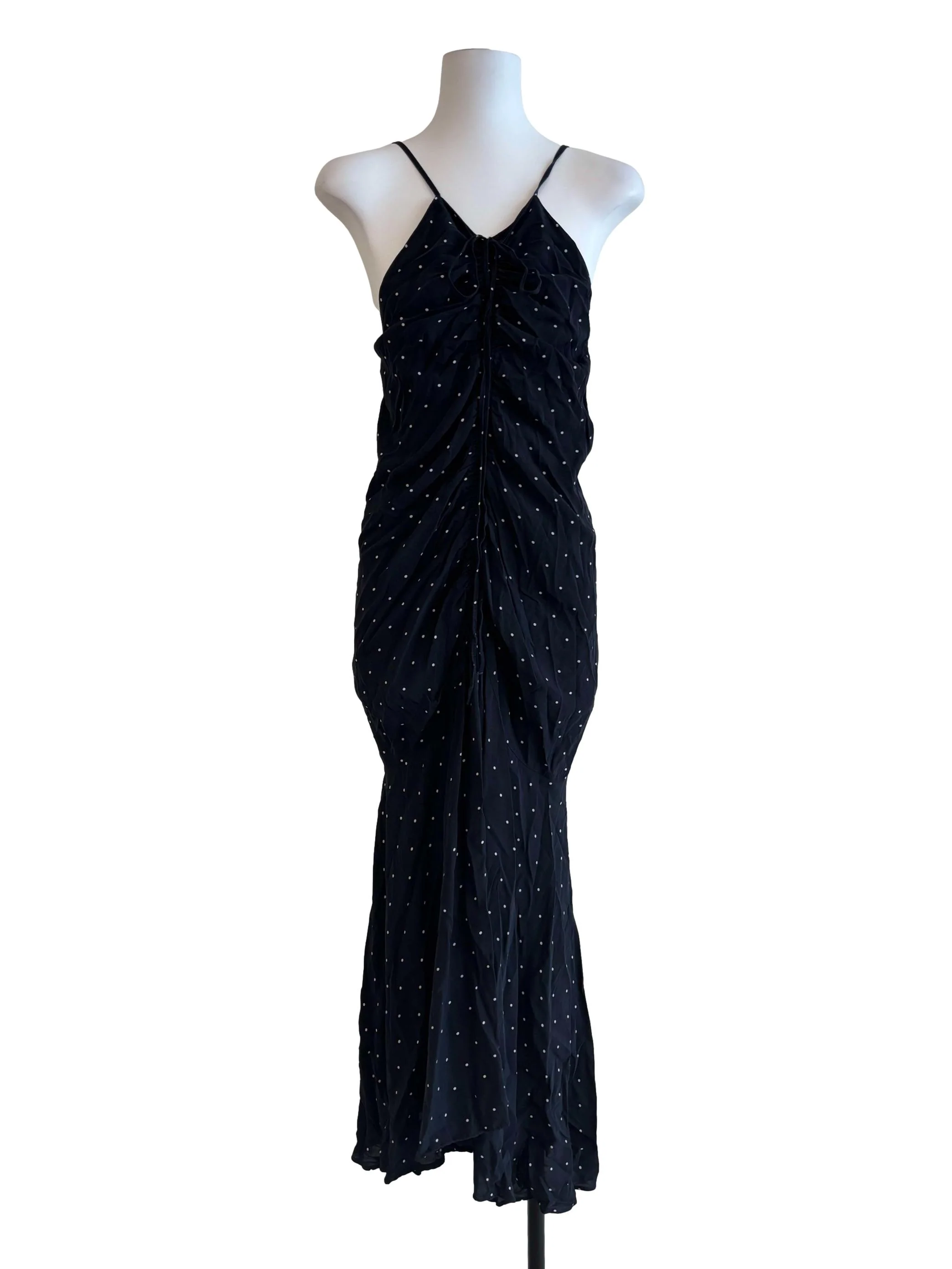 Black Ruched Polka Dot Mermaid Dress