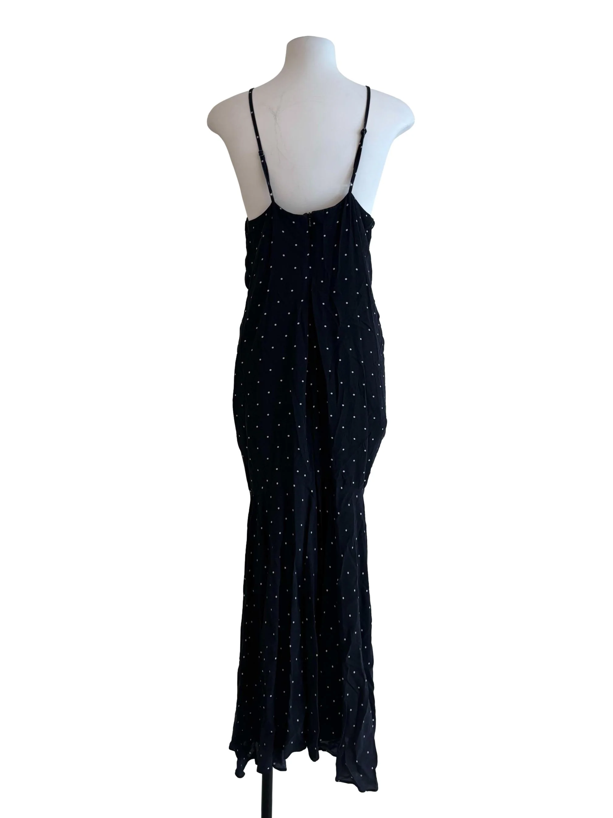 Black Ruched Polka Dot Mermaid Dress - Image 2