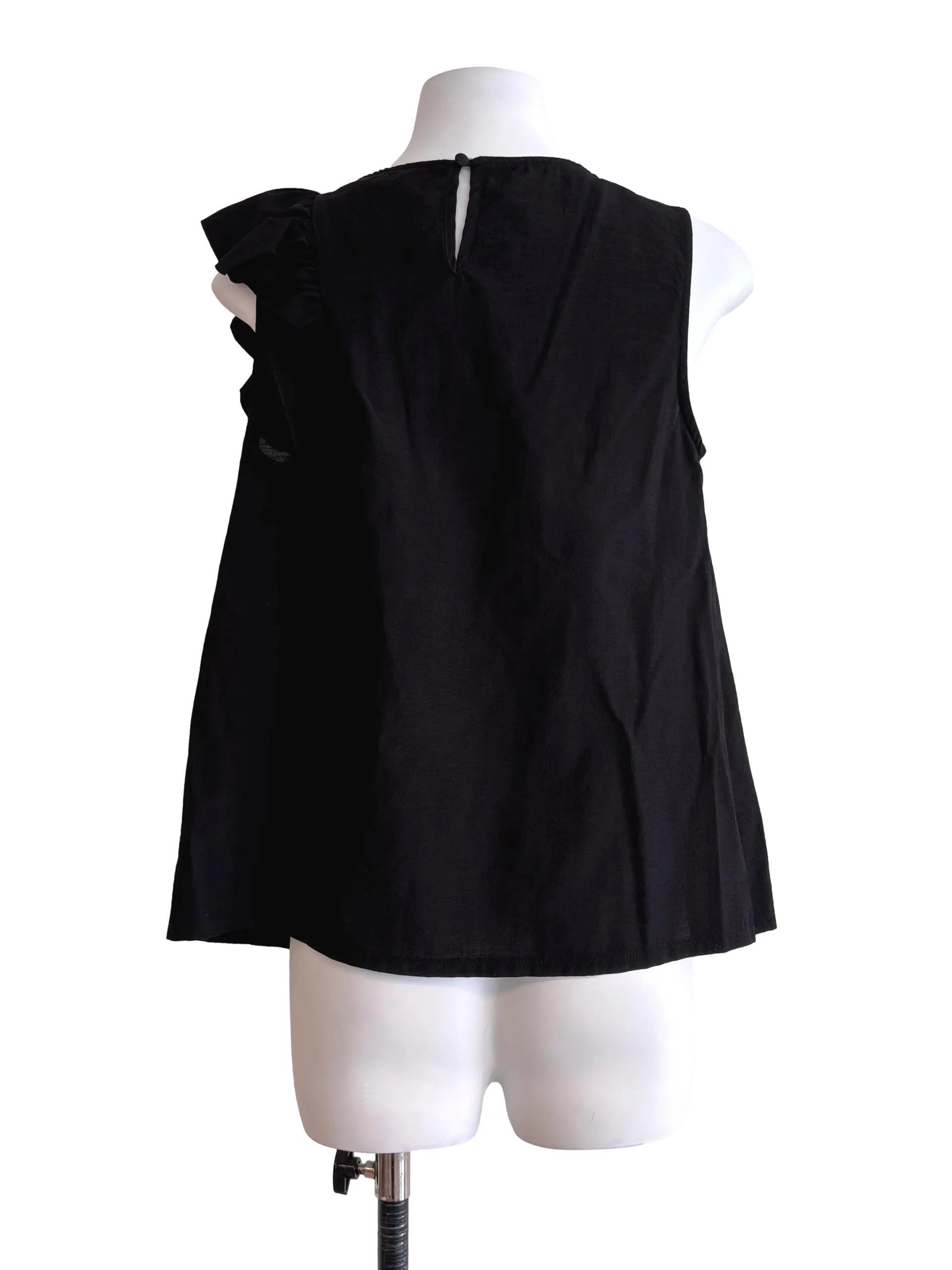 Black Ruffle Sleeveless Top - Image 2