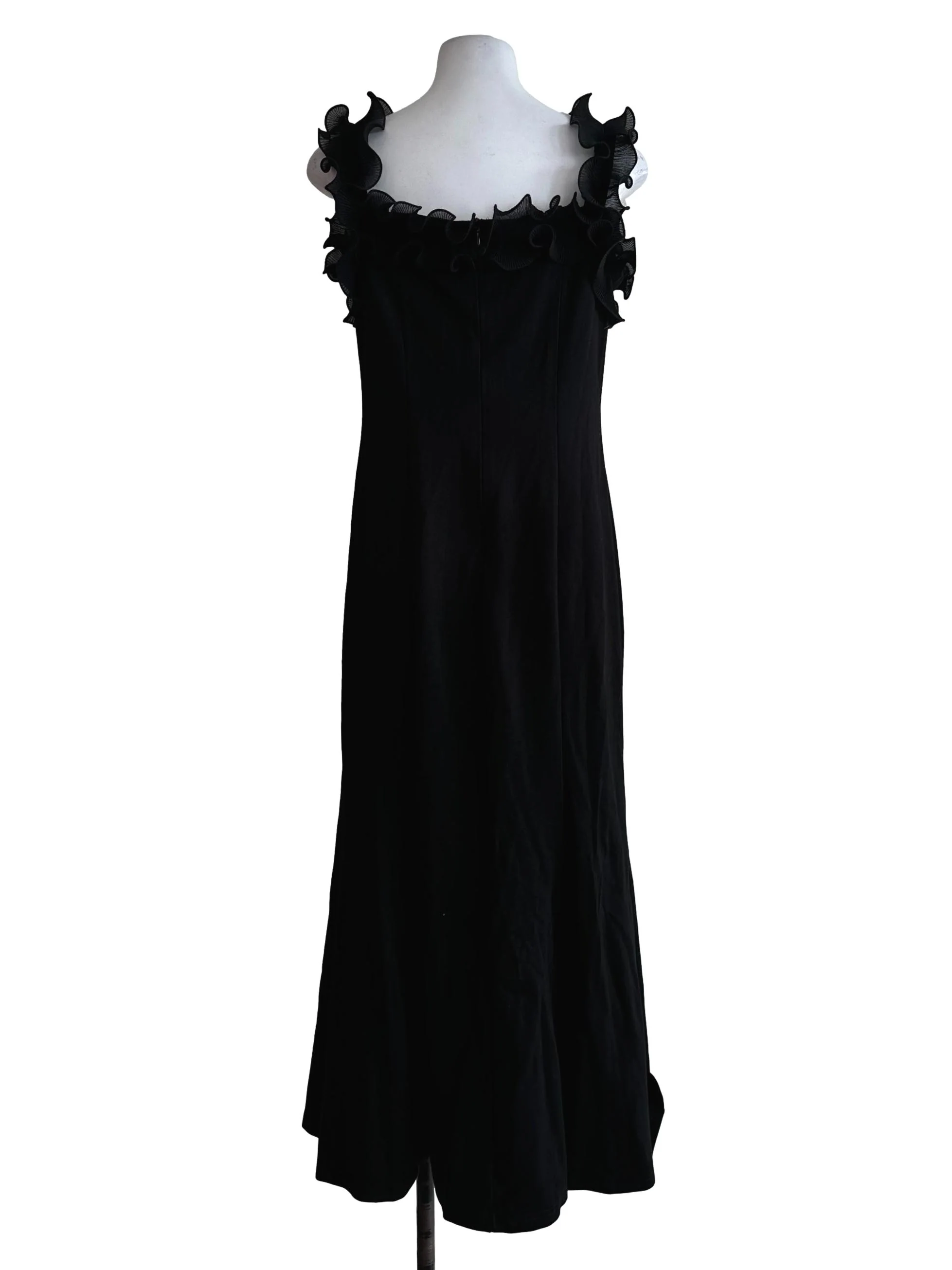 Black Ruffles Neckline Dress - Image 2