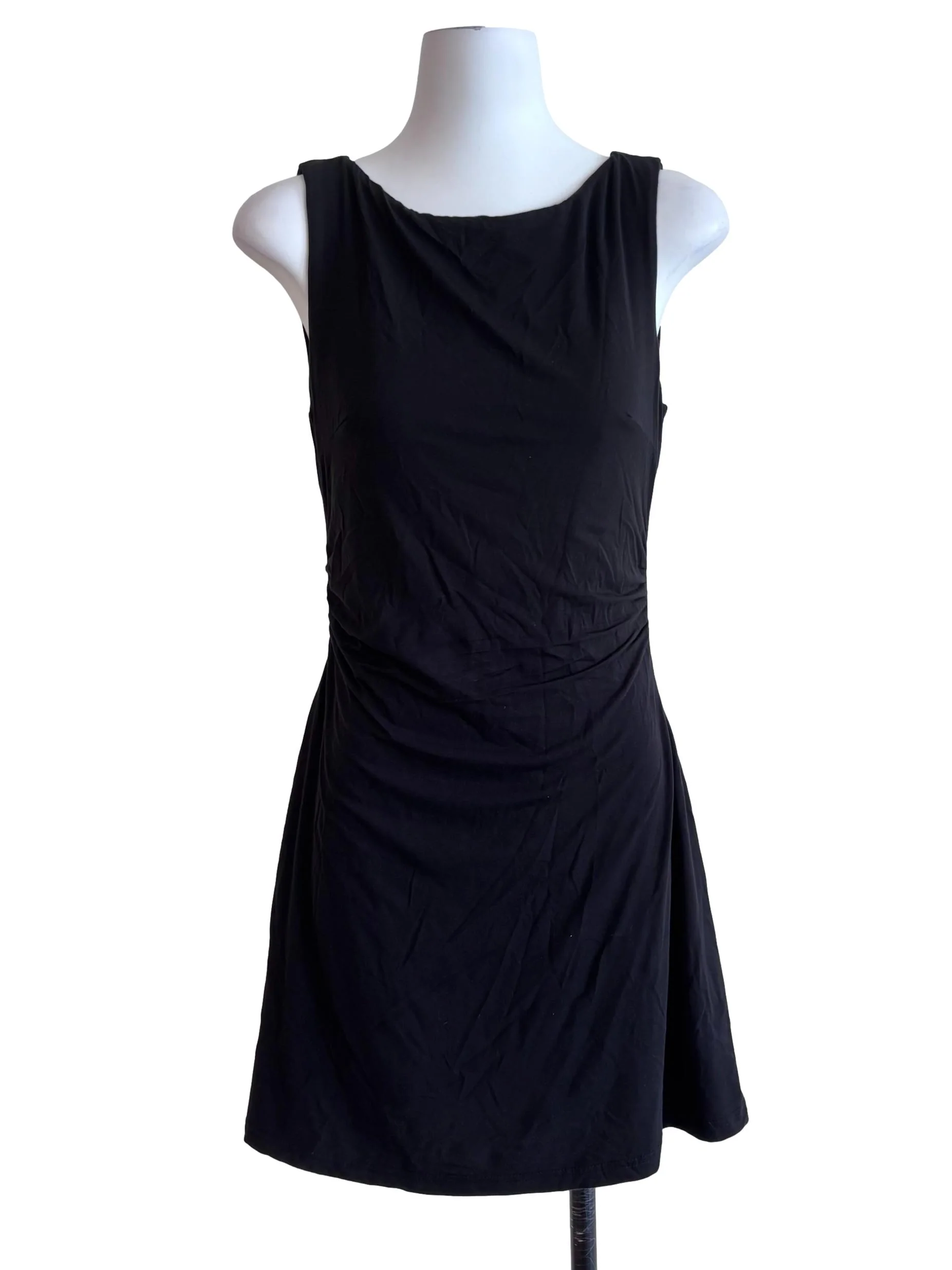Black Sabrina Neckline Mini Dress