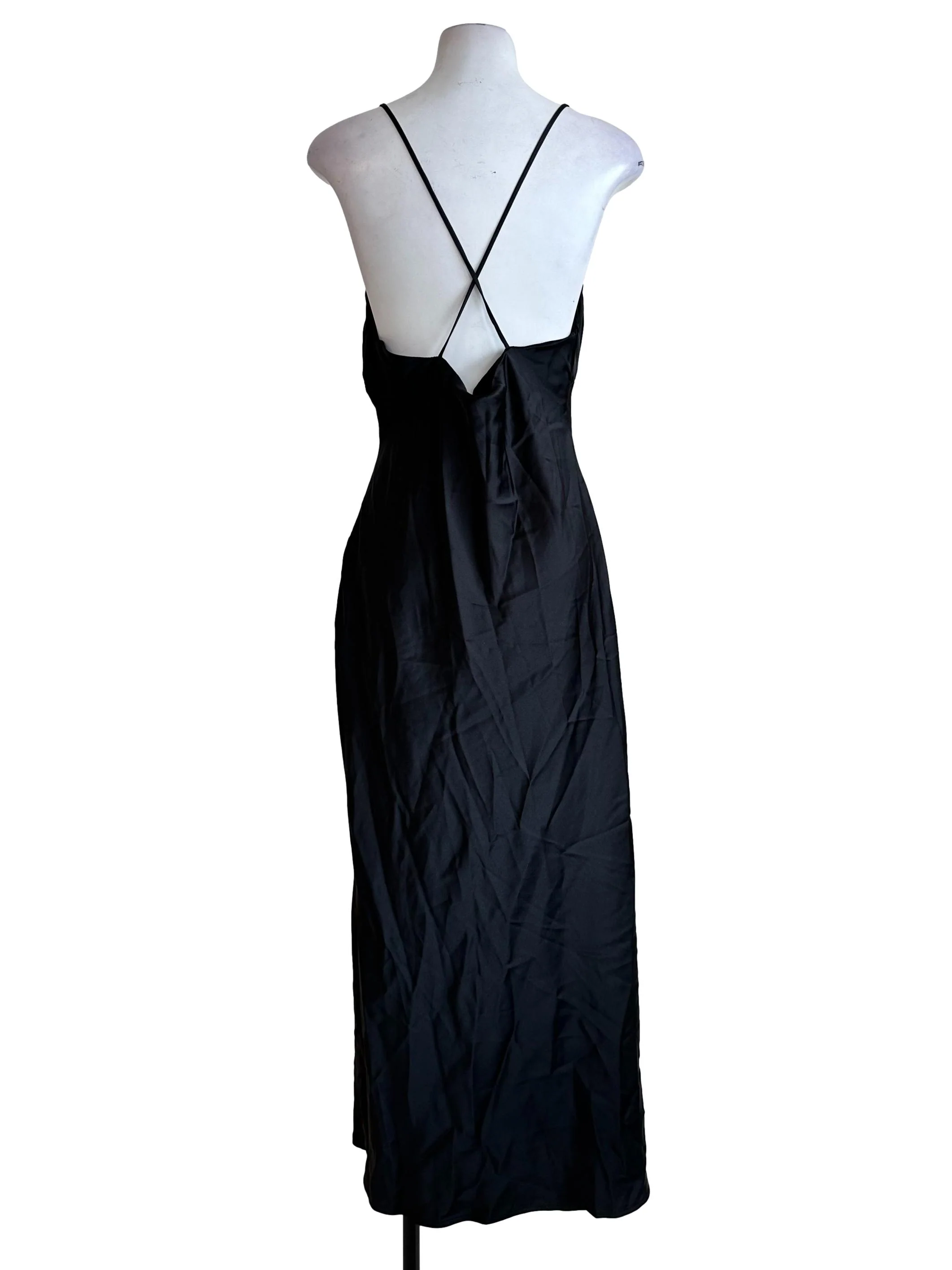 Black Satin Halter Straps Dress - Image 2