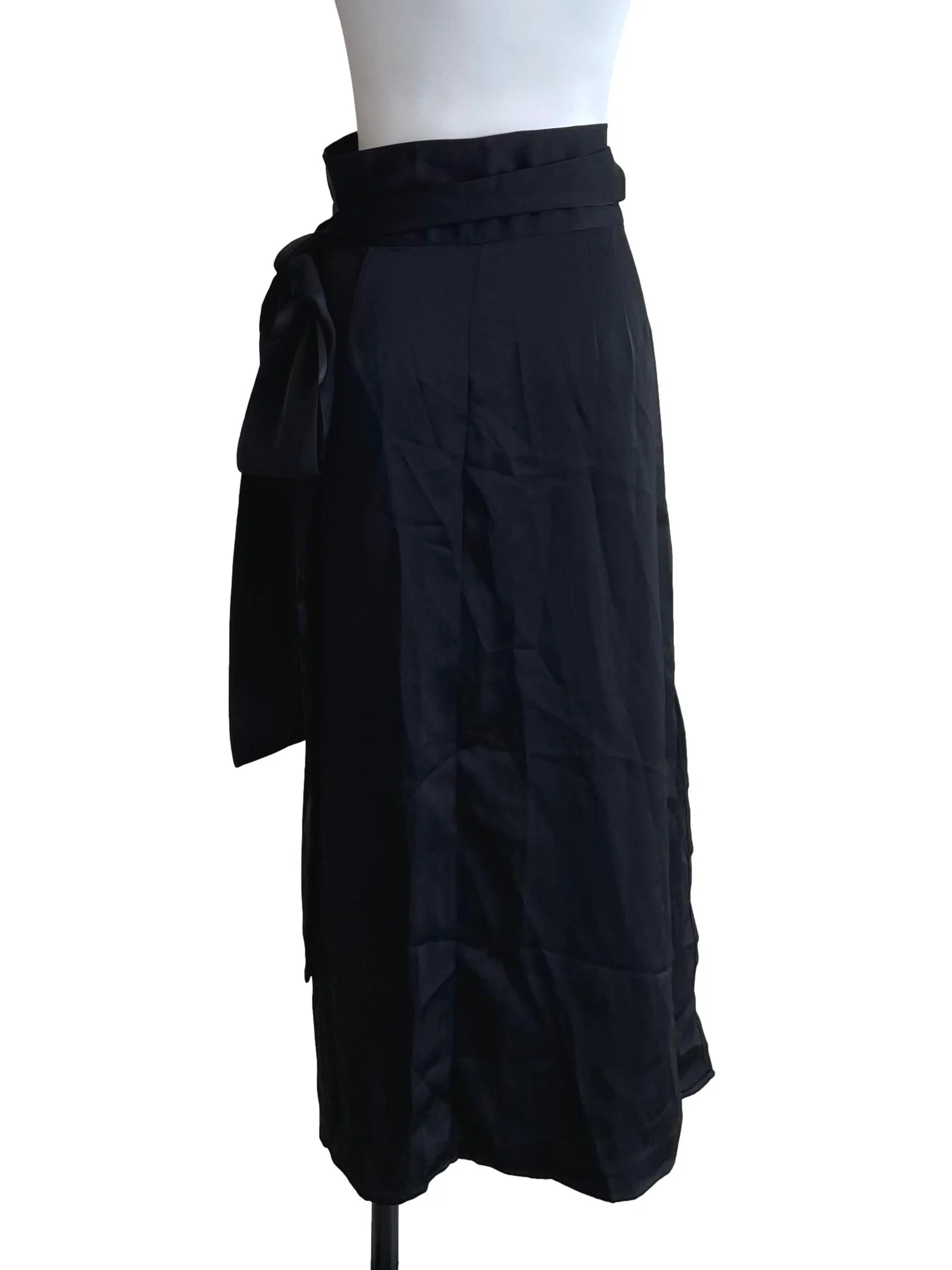 Black Satin Wrap Skirt - Image 2