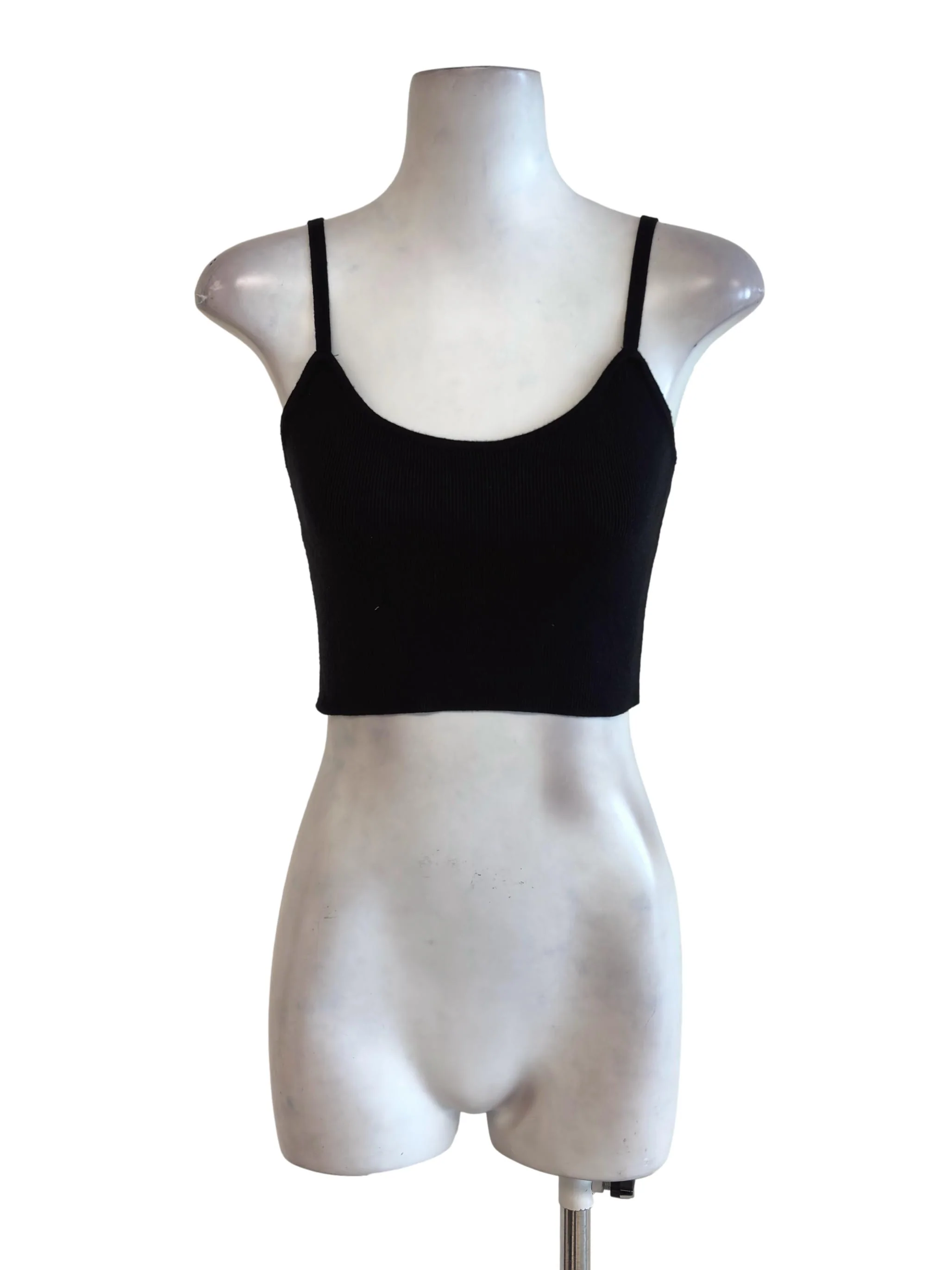 Black Scoop Knit Crop Tank