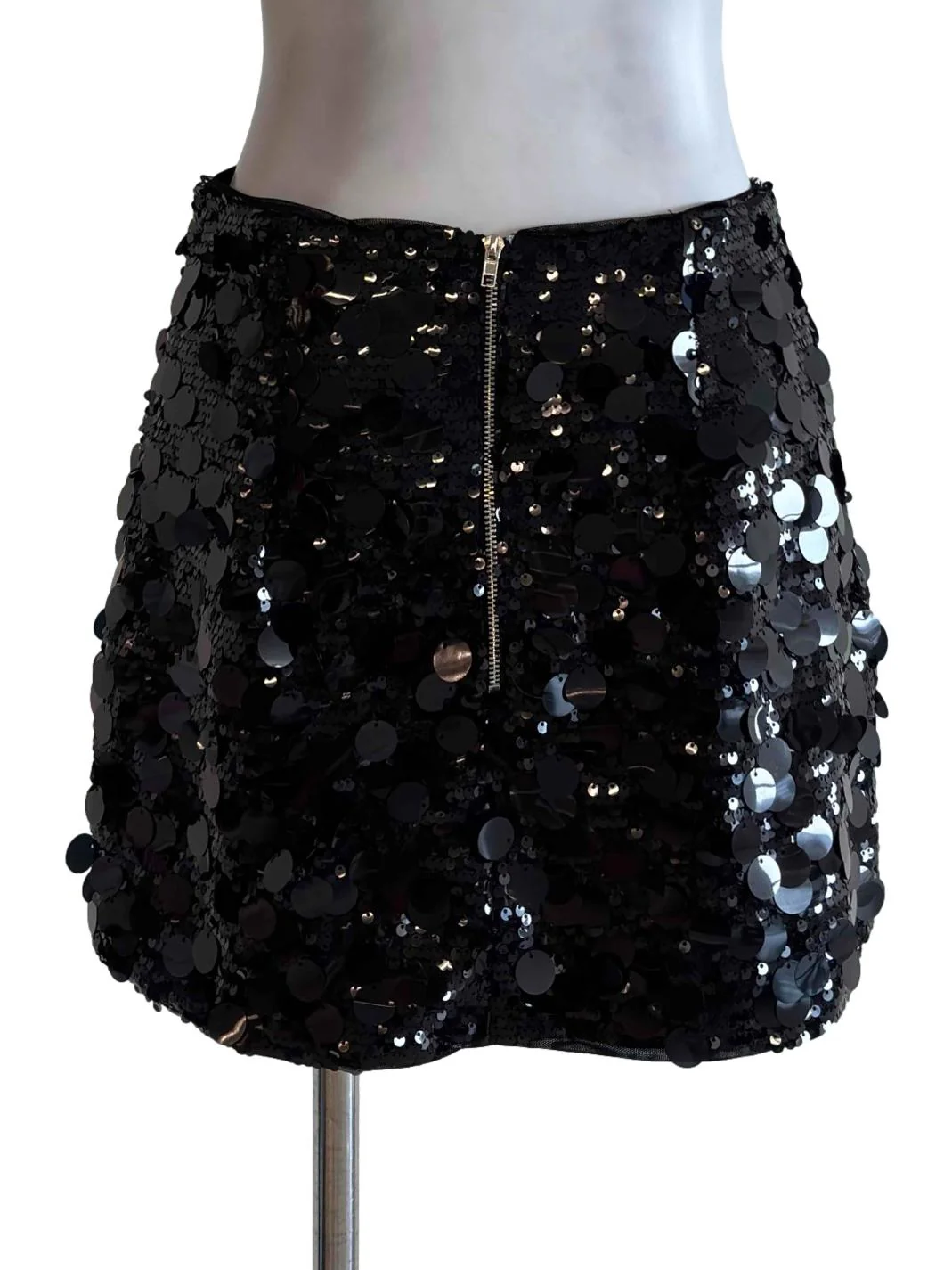 Black Sequin Disc Mini Skirt - Image 2