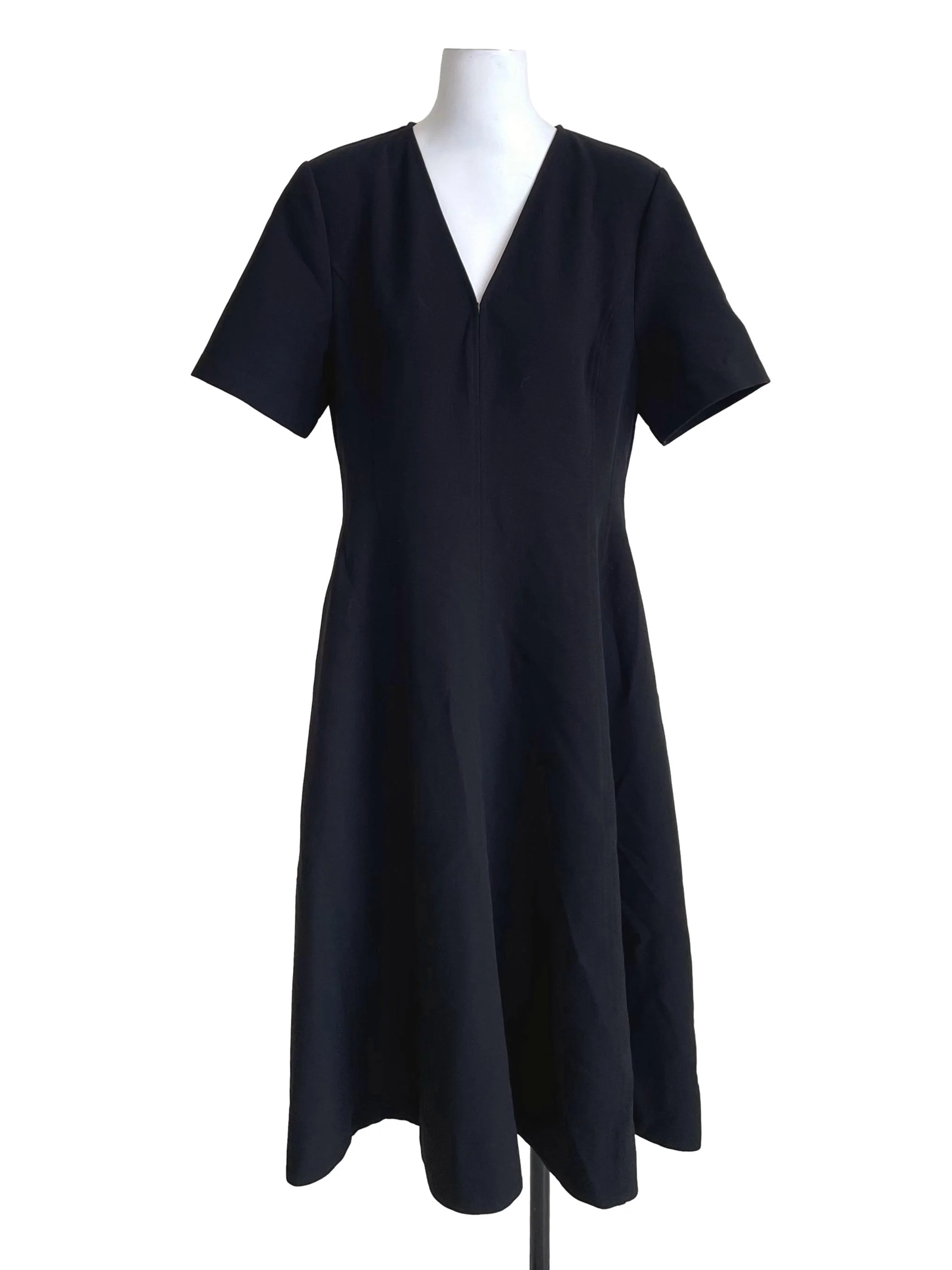 Black Short Sleeves Panelled A-Line Dress LB