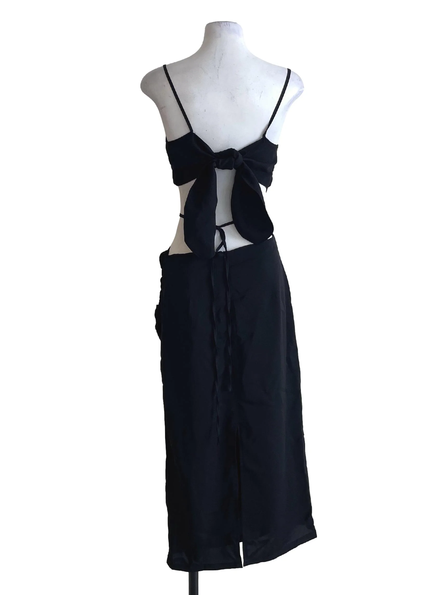 Black Silky Cut Out Dress - Image 2
