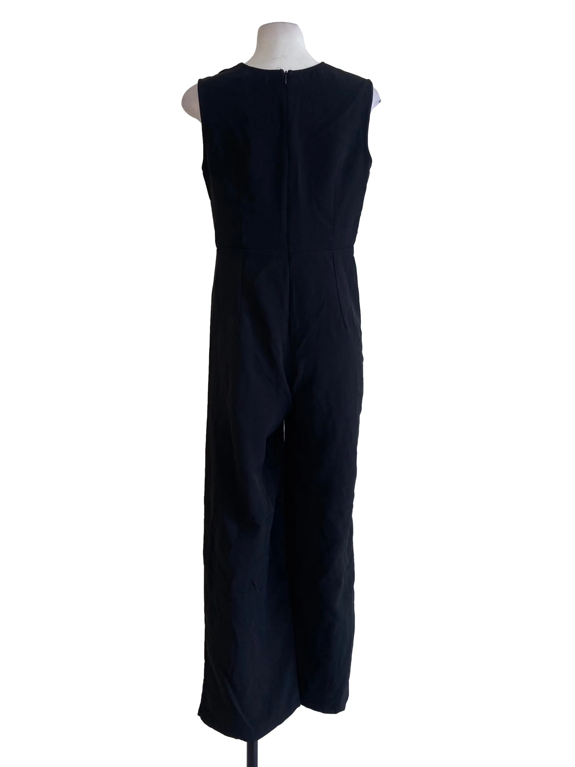 Black Sleeveless Twill Jumpsuits - Image 2