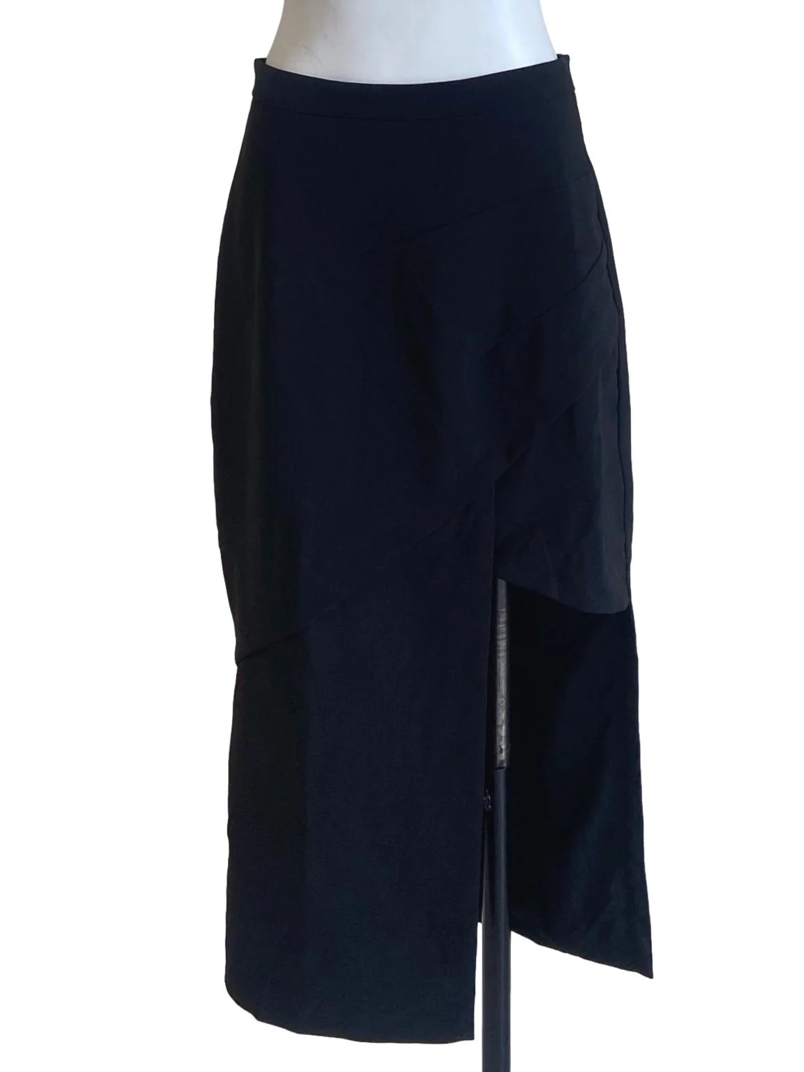Black Slit Twill Skirt