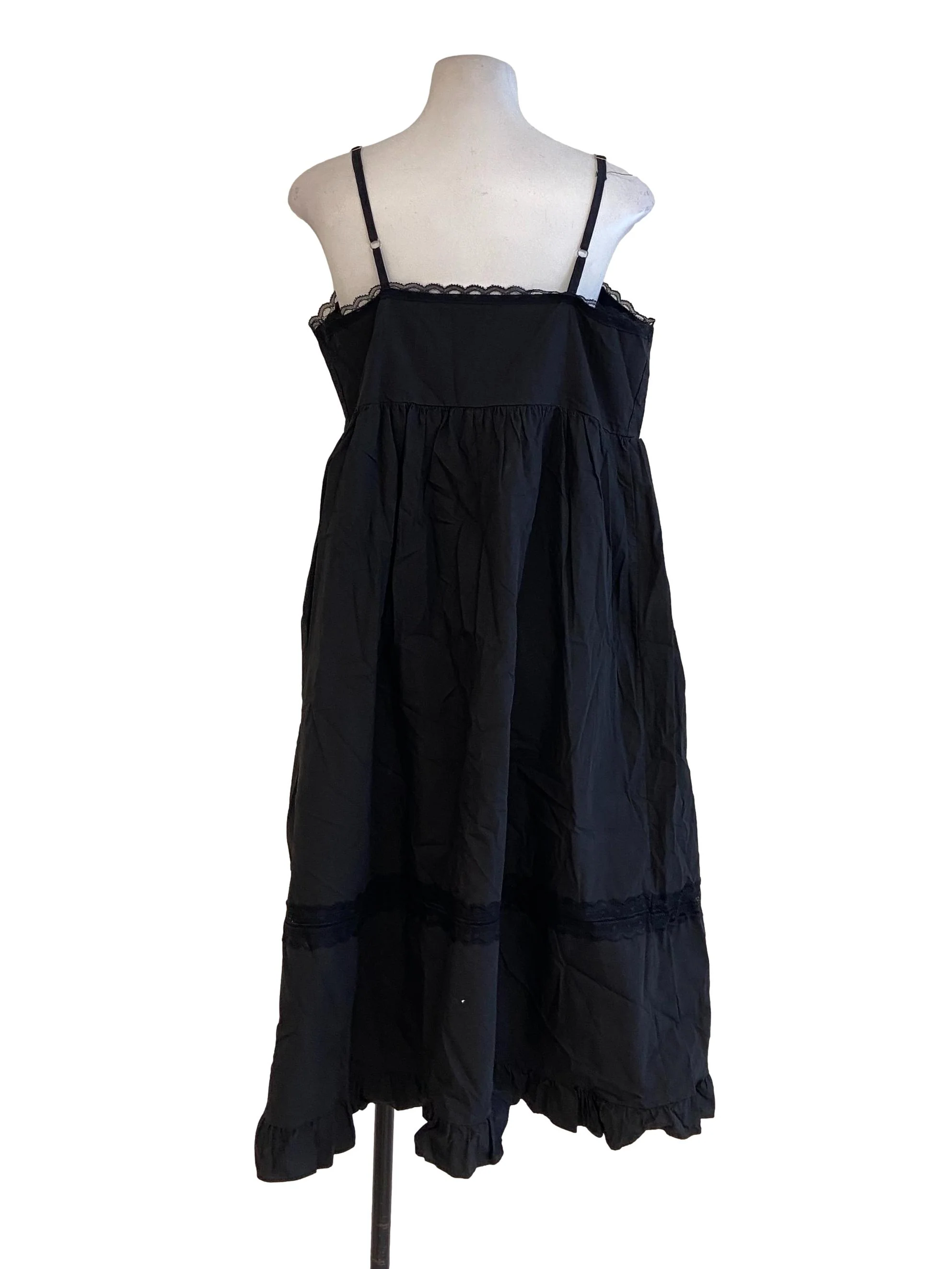 Black Spaghetti Strap Apron Dress - Image 2
