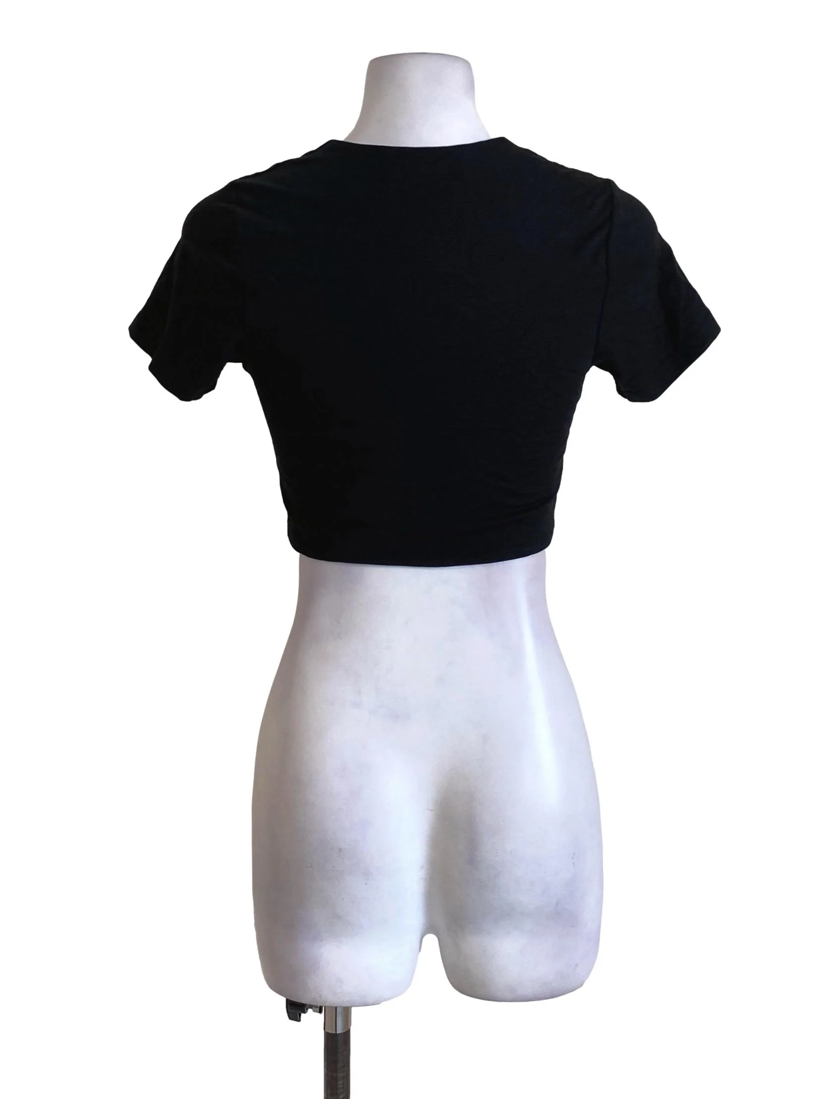 Black Square Neck Fitted Cropped Top - Image 2