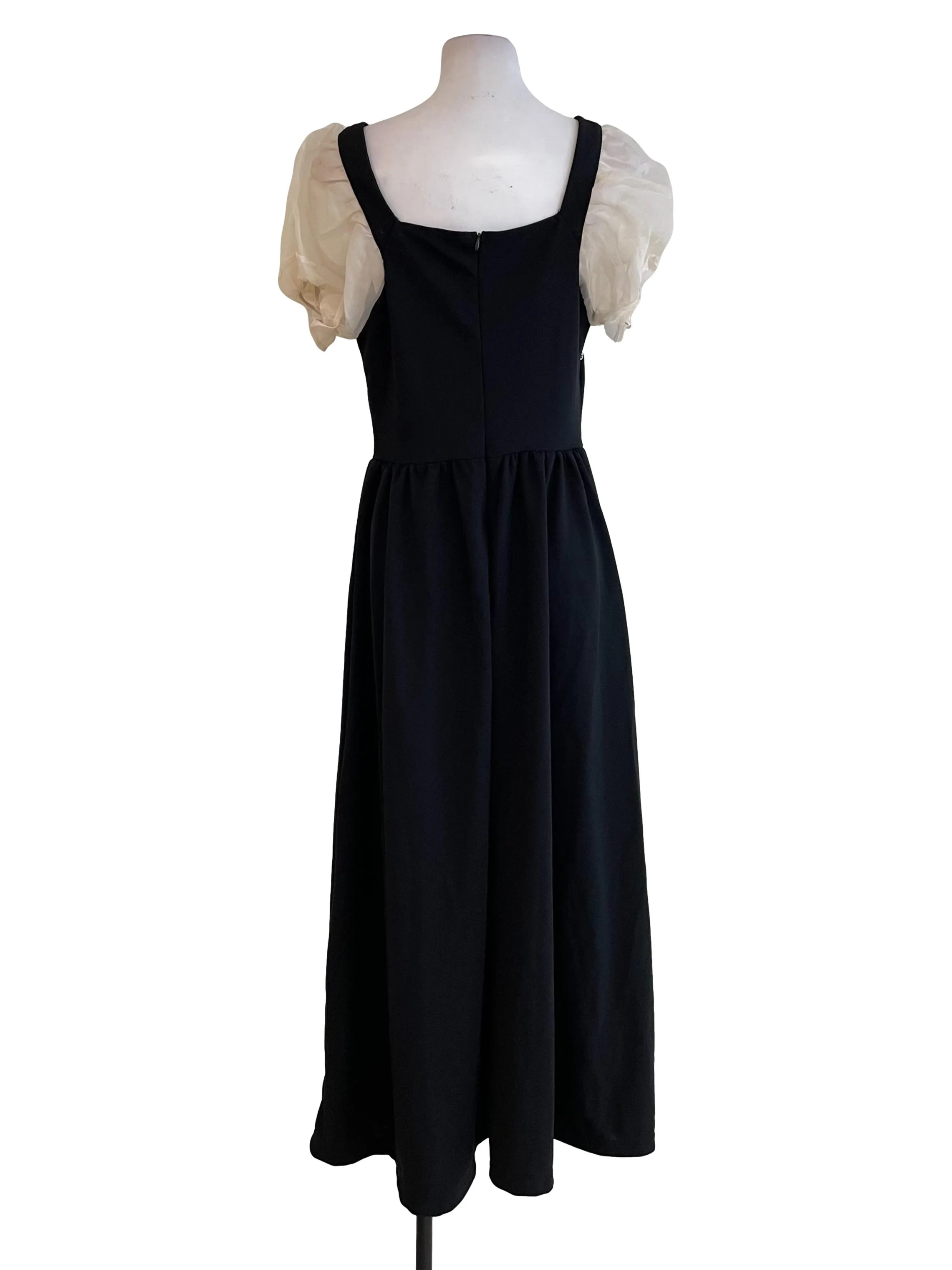 Black Square Neck Petite Bouffont Dress - Image 2