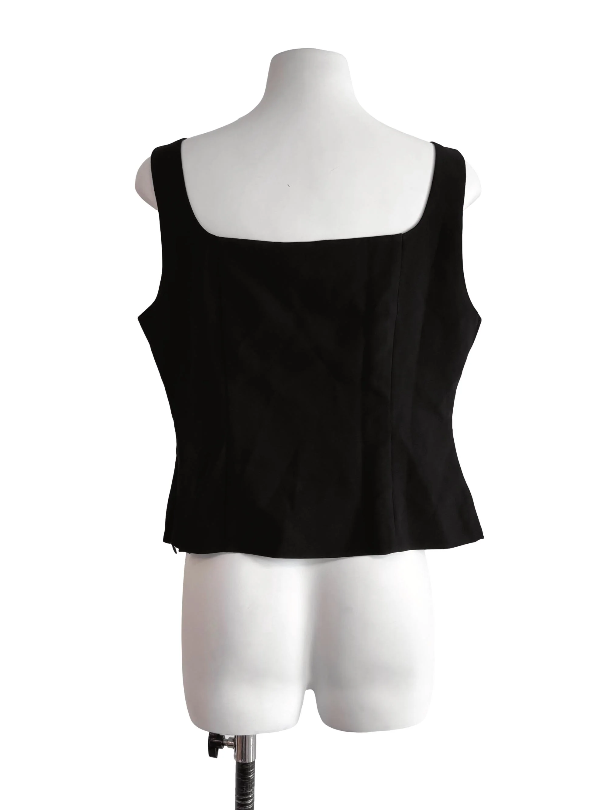 Black Square Neck Sleeveless Top - Image 2