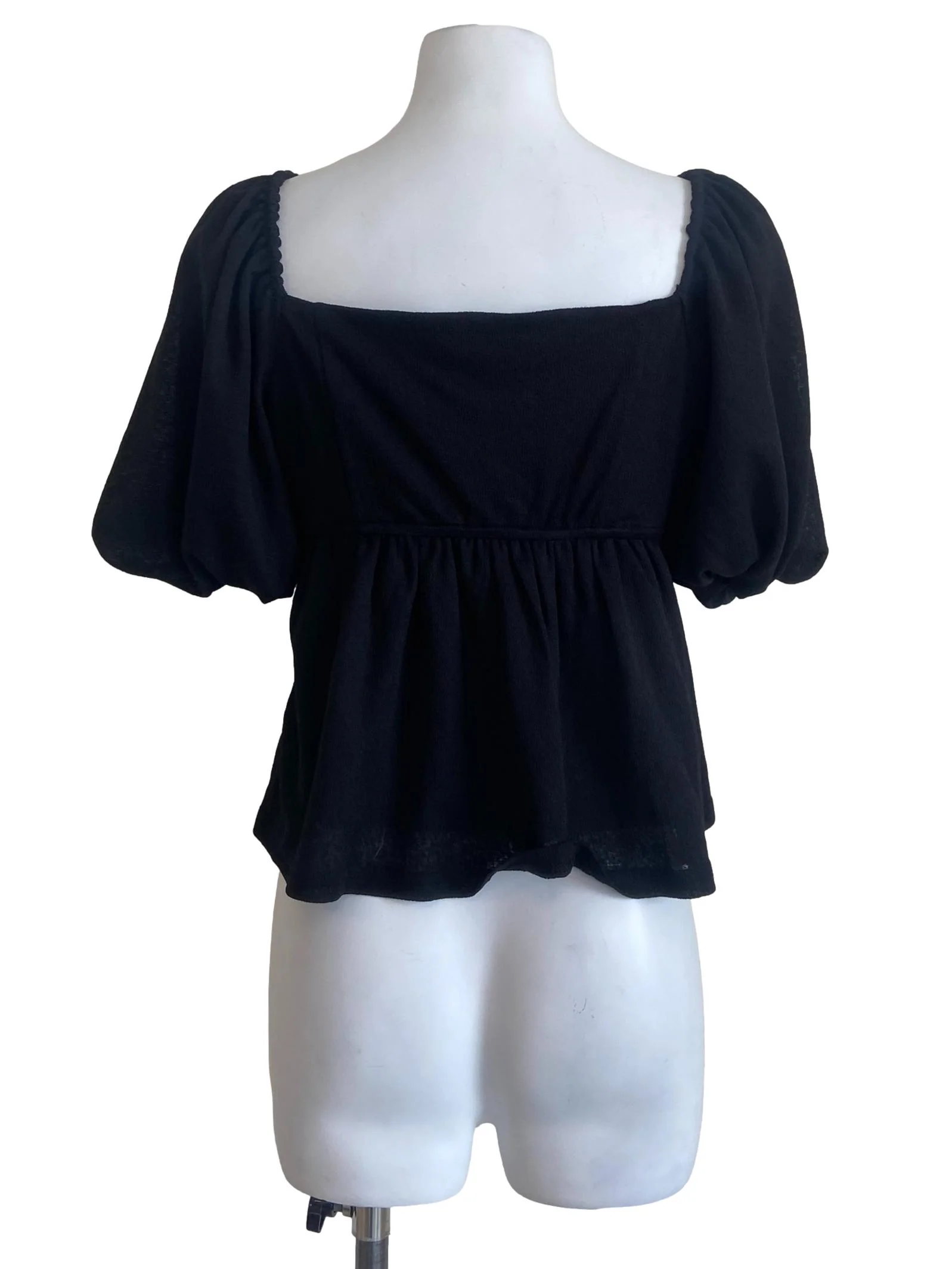 Black Flare Sleeve Babydoll Top - Image 2