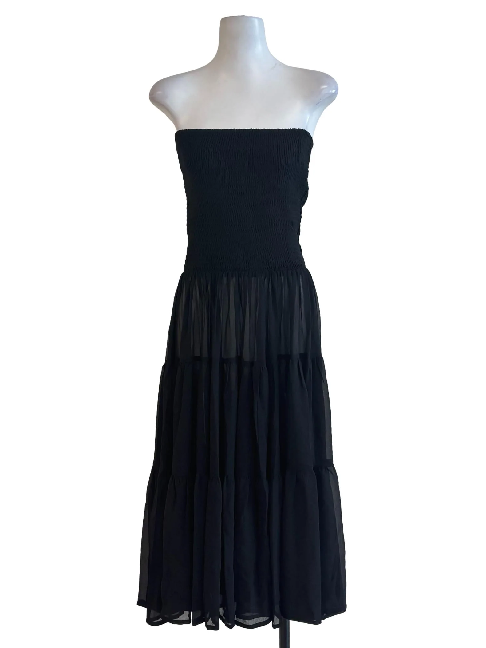 Black Strapless Sheer Tale Dress