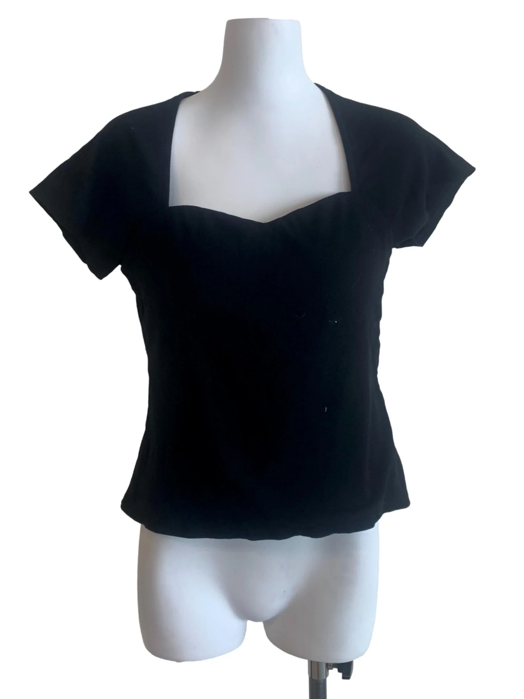 Black Sweetheart Neck Top