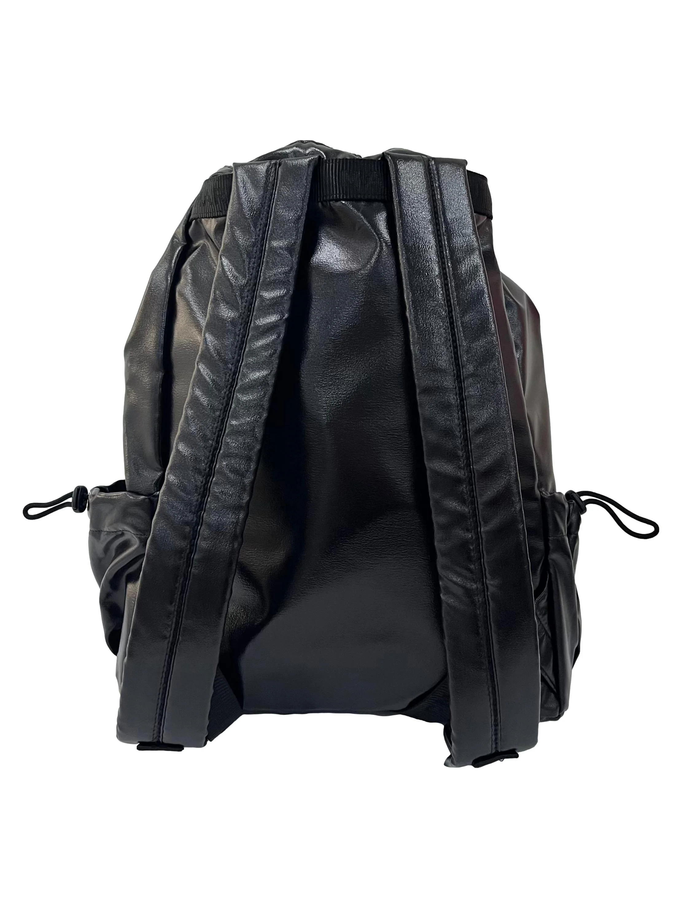 Black Textured Backpack With Drawstring Closure - Image 2