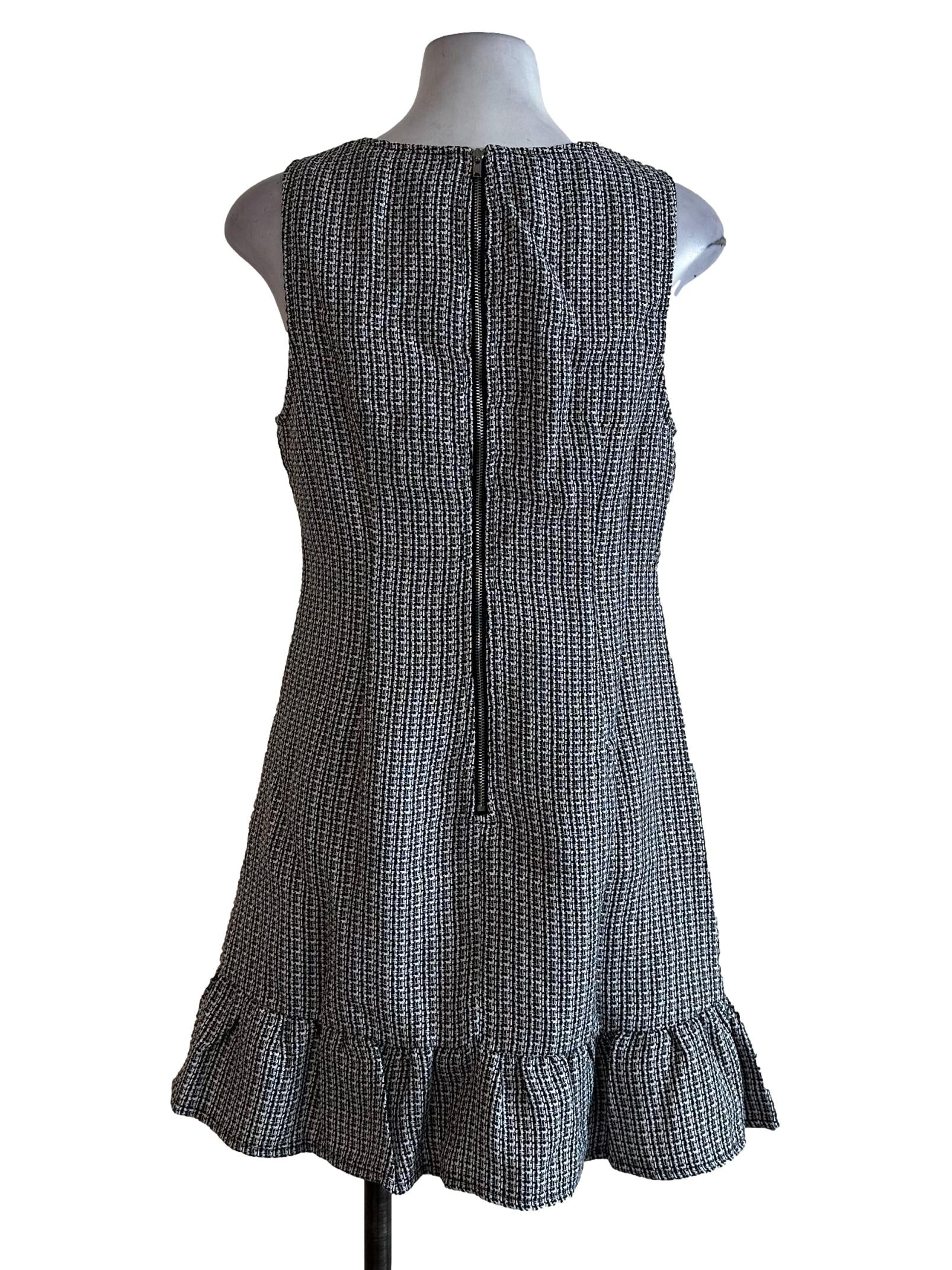 Black Textured Check Pattern Dress - Image 2