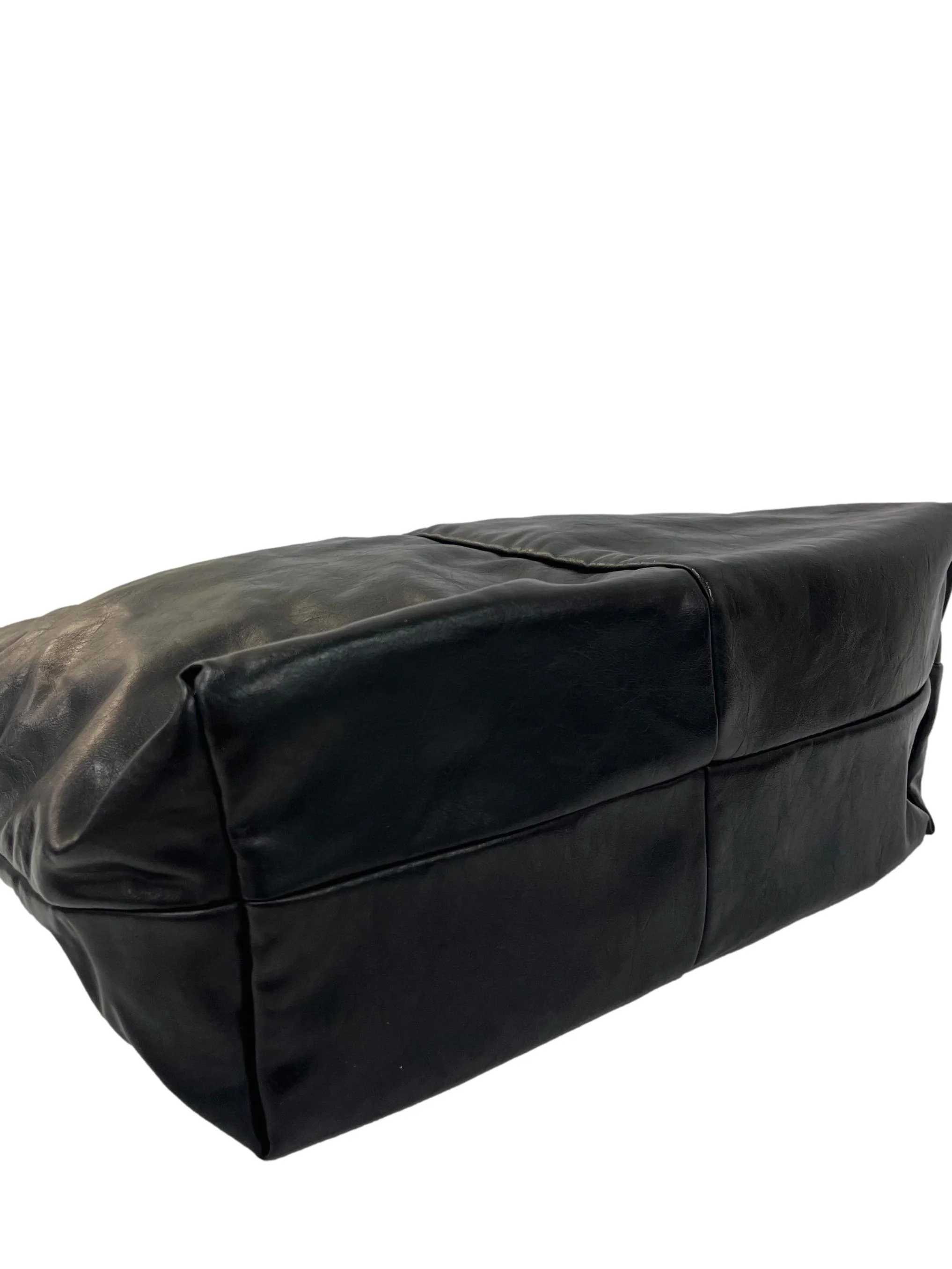 Black Textured Leather Everyday Tote Bag - Image 4