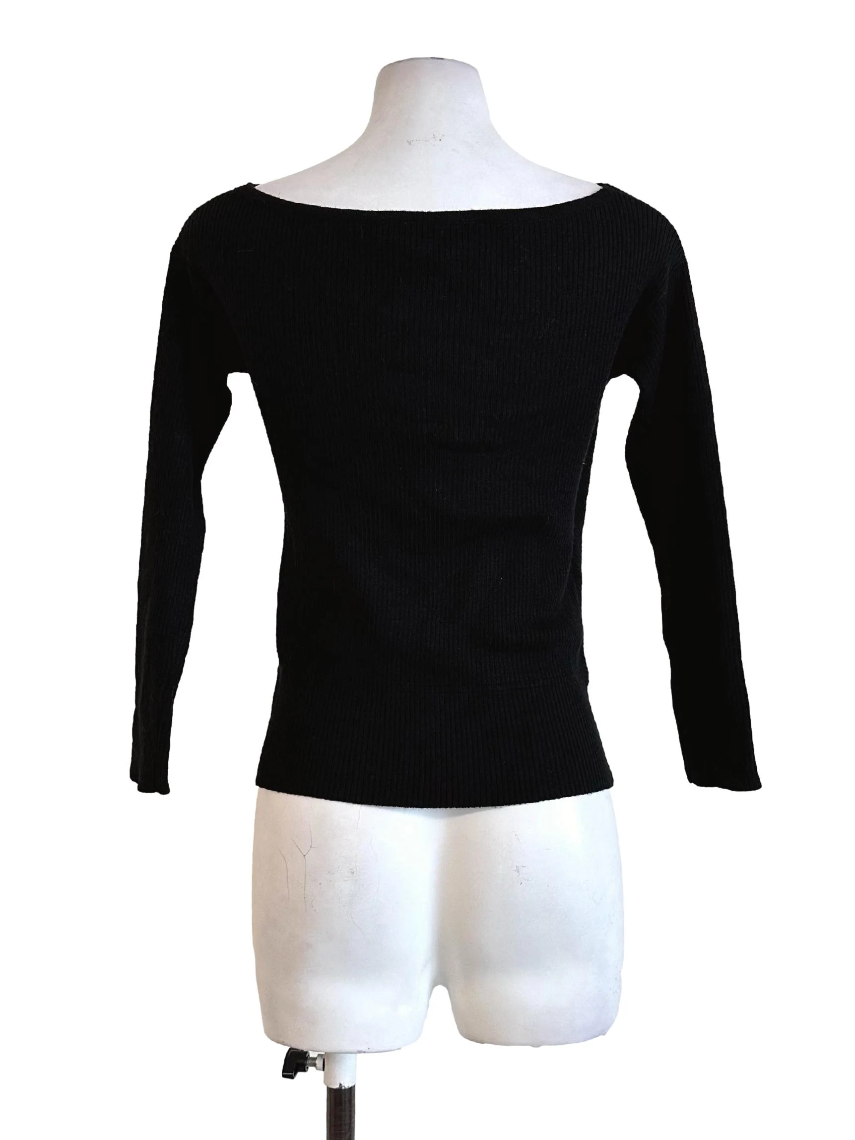 Black Textured Long Sleeves Top LB - Image 2