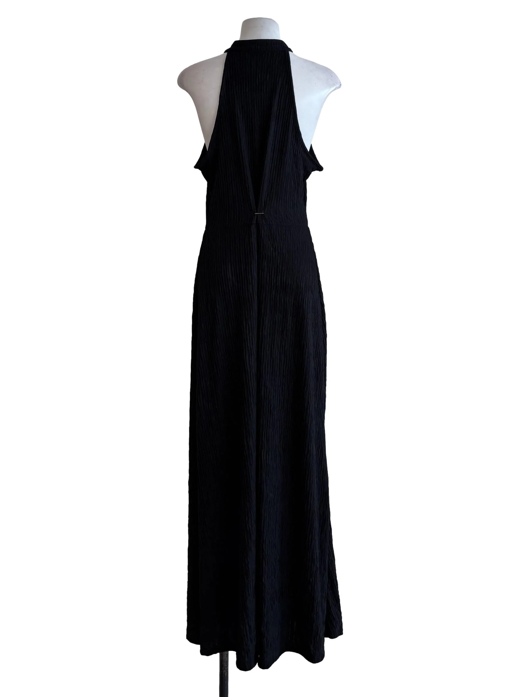 Black Textured Magnet Clasp Cheongsam Dress - Image 2