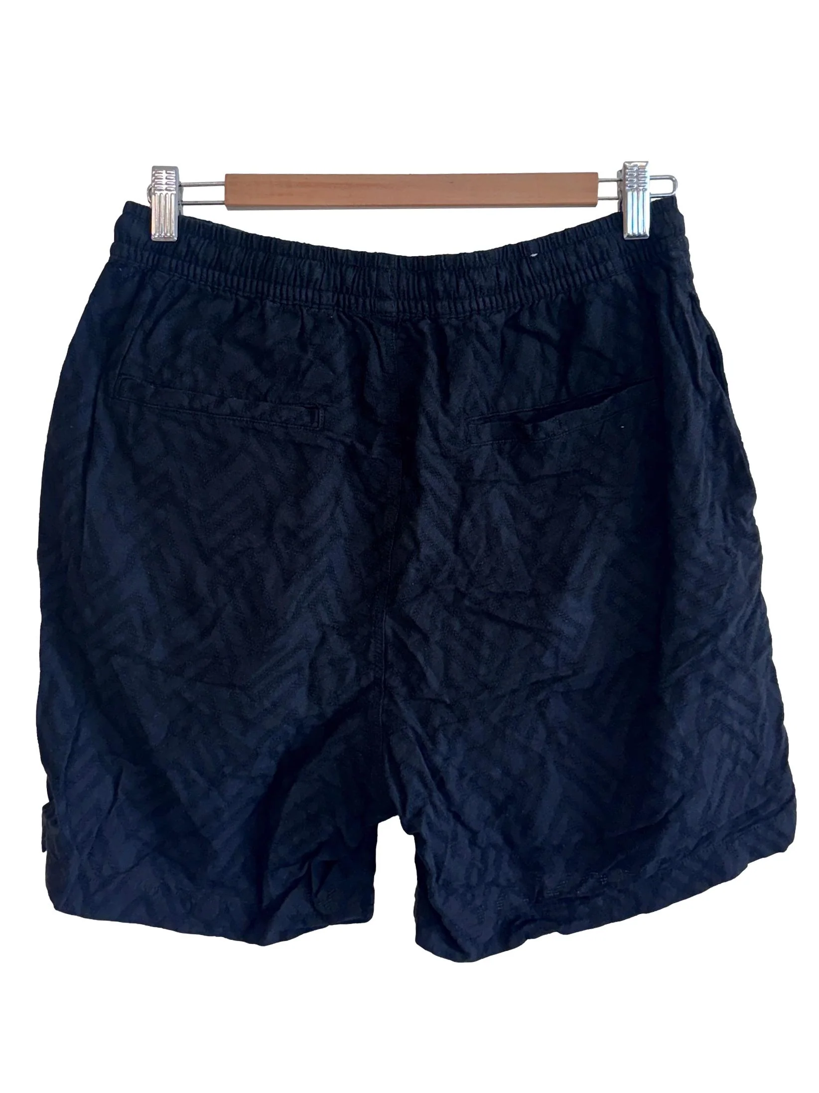 Black Textured Shorts - Image 2
