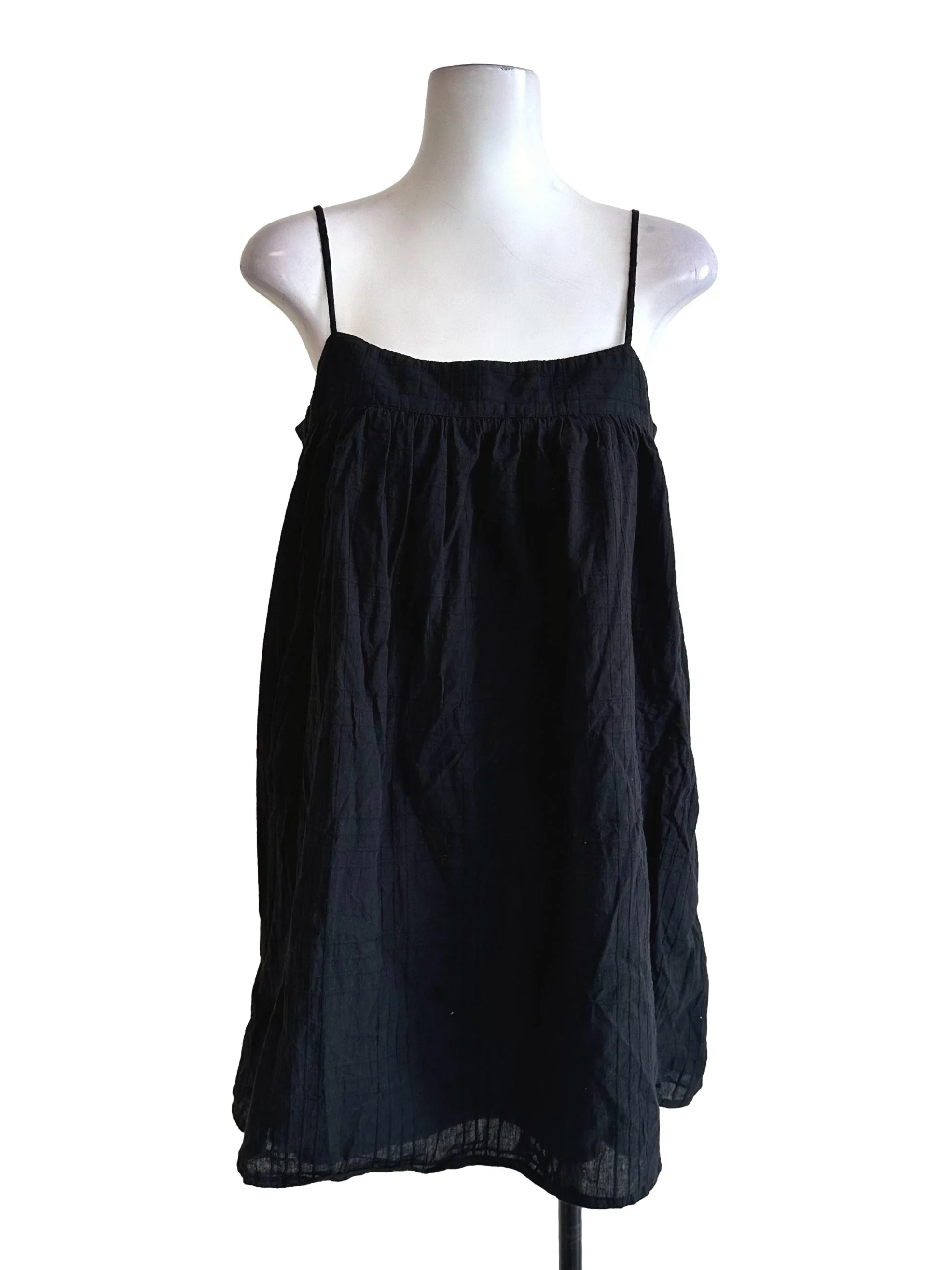 Black Textured Sleeveless Mini Dress