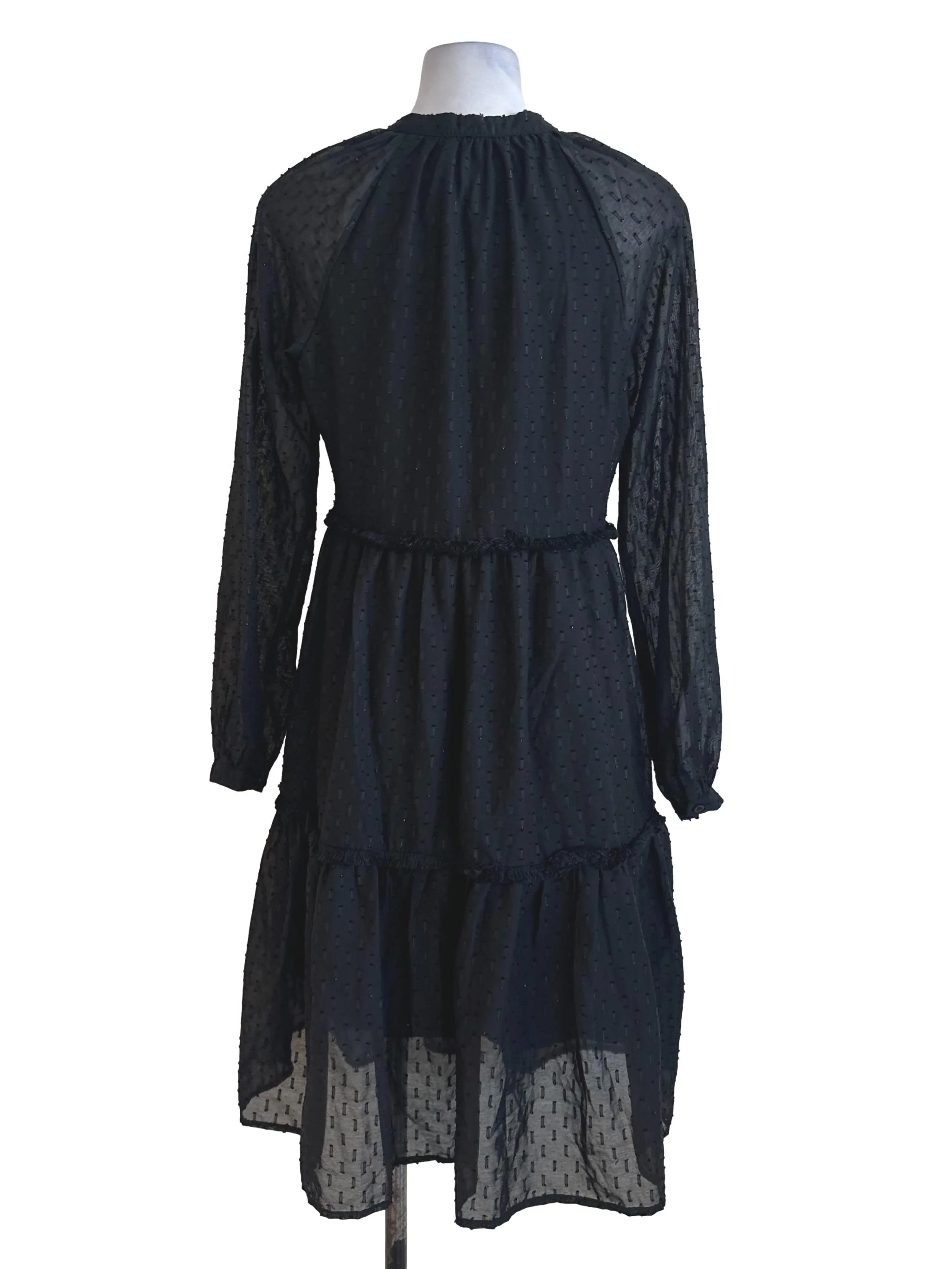 Black Textured Tiered Dress - Image 2