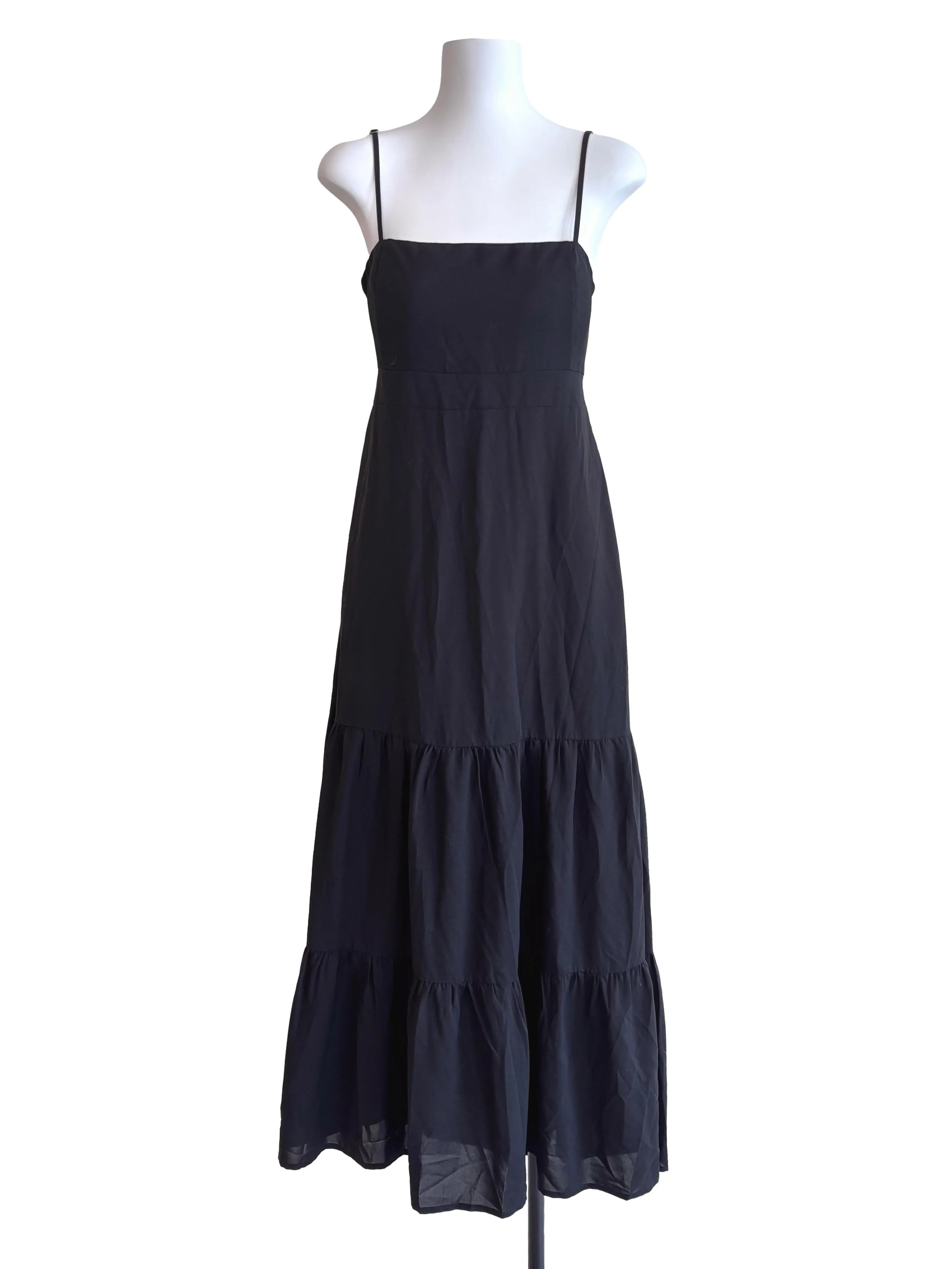 Black Tie Back Tiered Dress