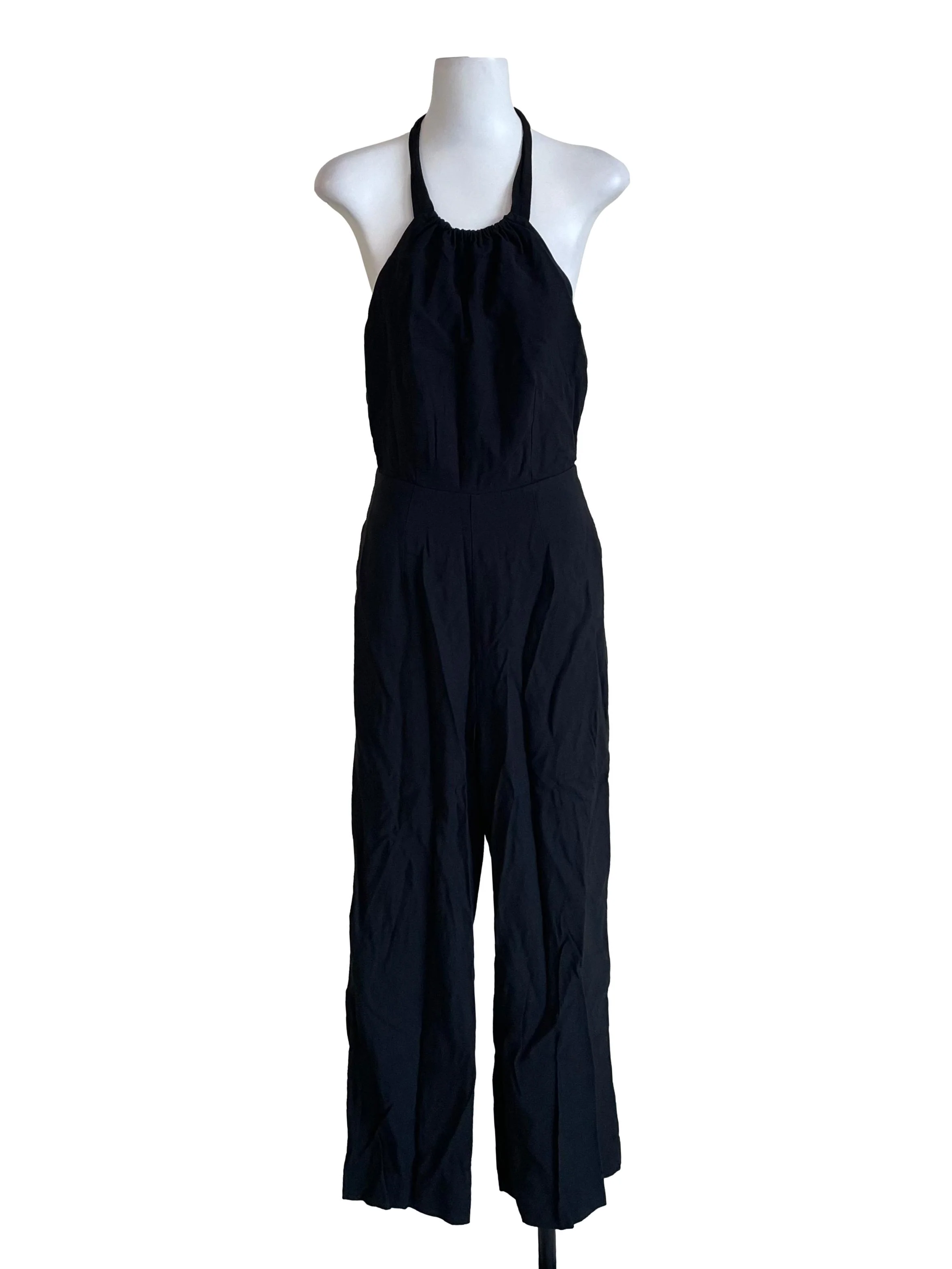 Black Tie Strap Open Back Jumpsuit