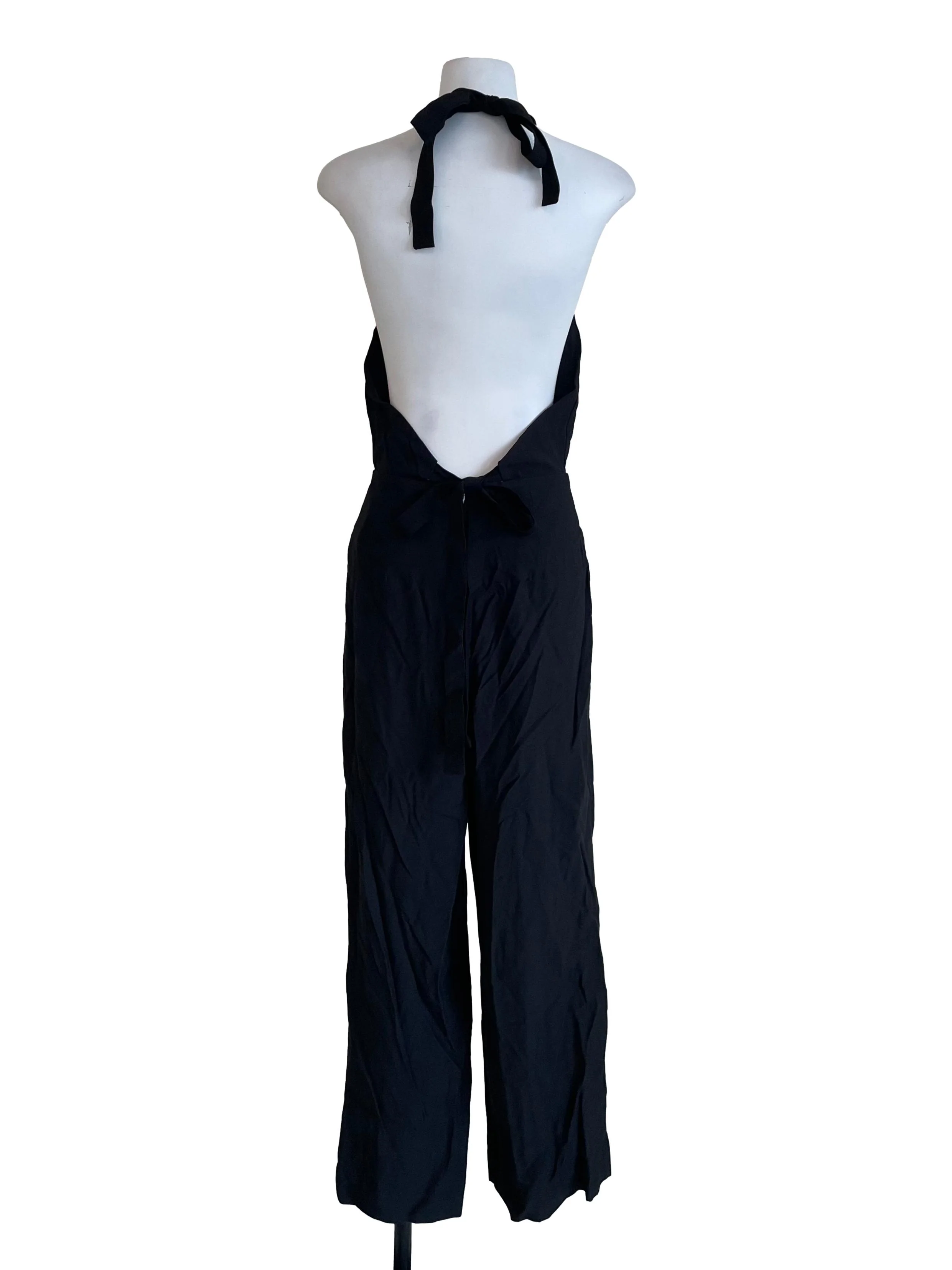 Black Tie Strap Open Back Jumpsuit - Image 2
