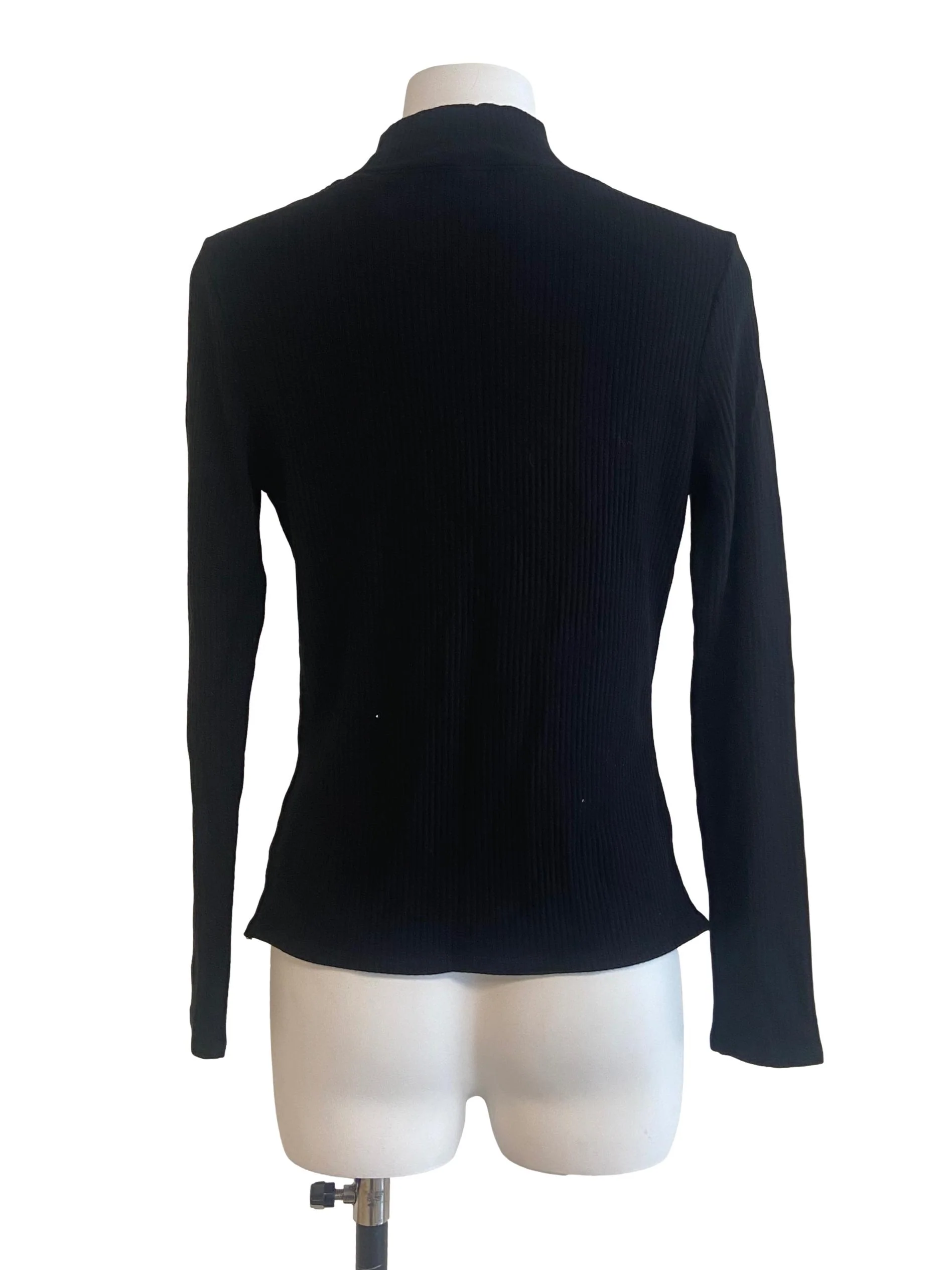Black Turtle Neck Pencil Stripe Top - Image 2