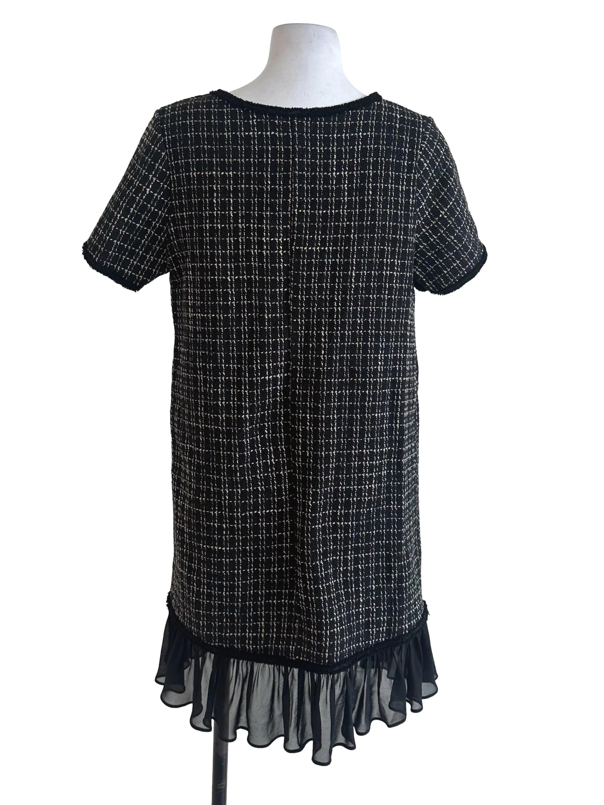 Black Tweed Ruffle Dress - Image 2