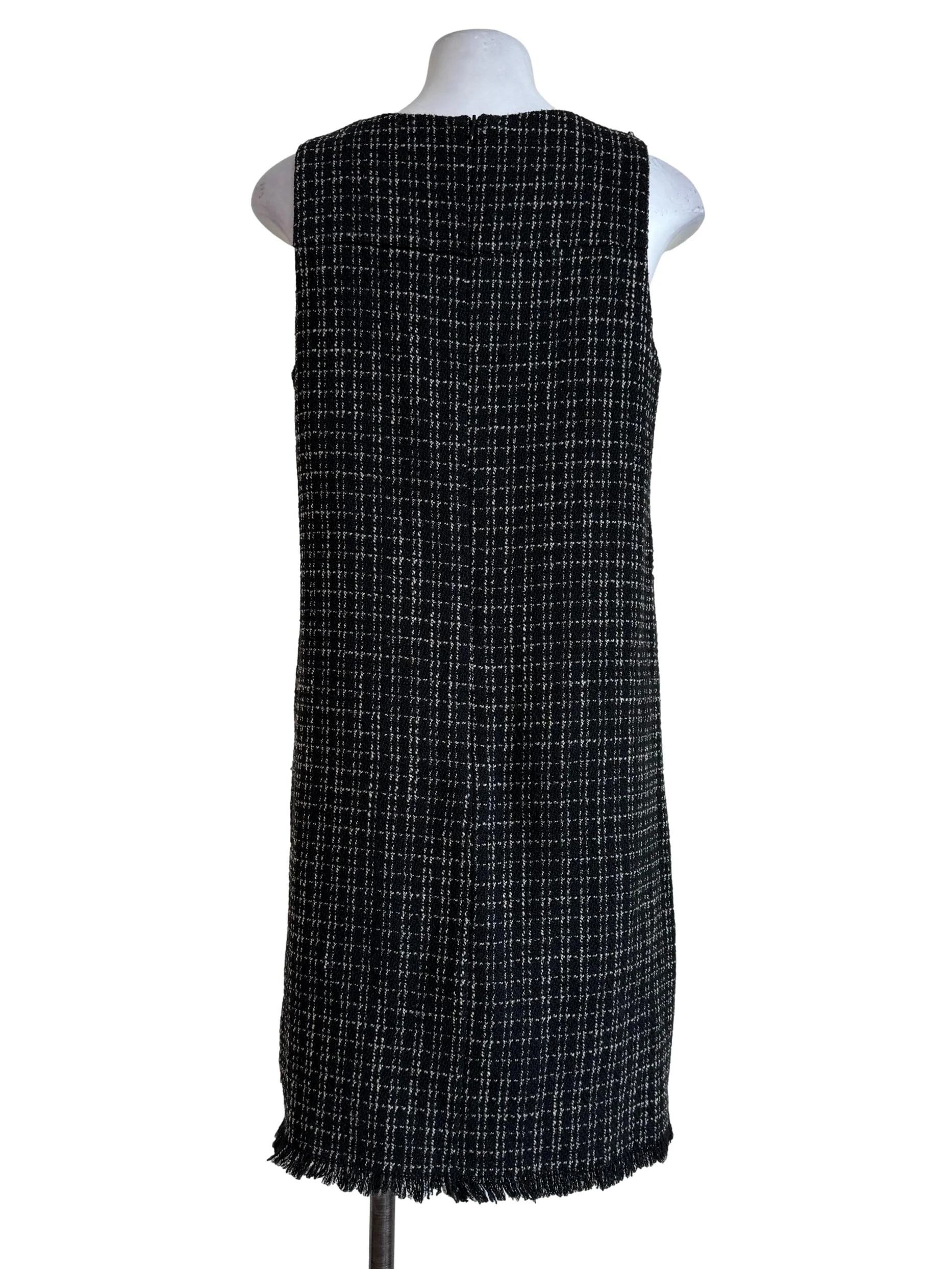 Black Tweet Sleeveless Empire Dress - Image 2