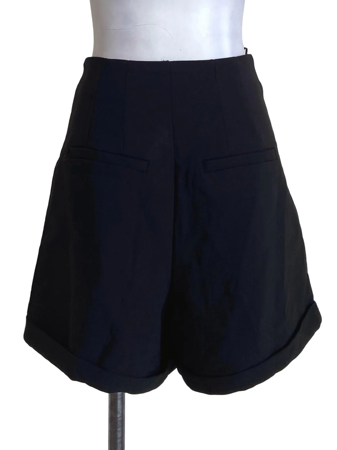 Black Twill High Waist Short Pants - Image 2
