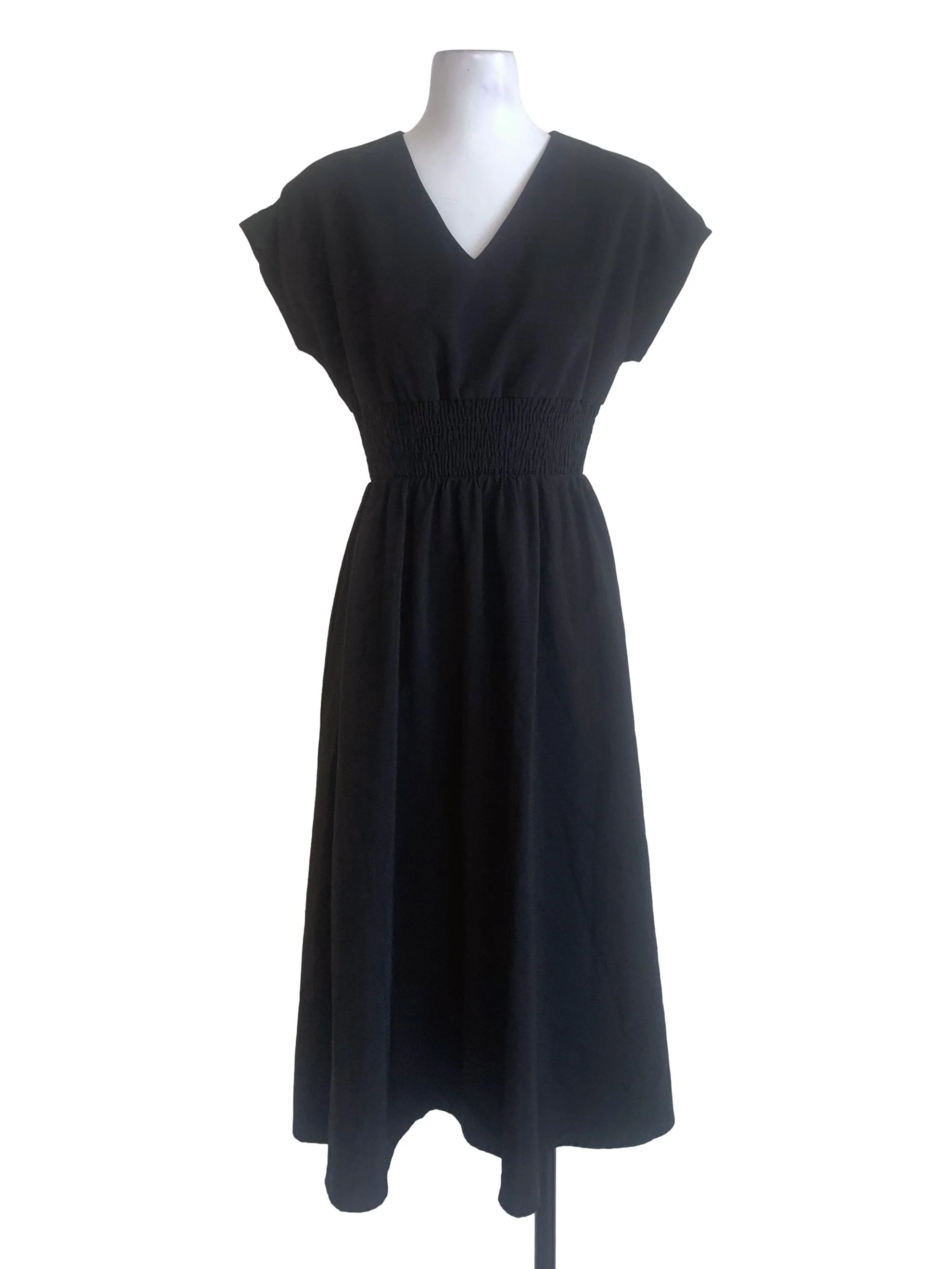 Black V Neck A-Line Dress