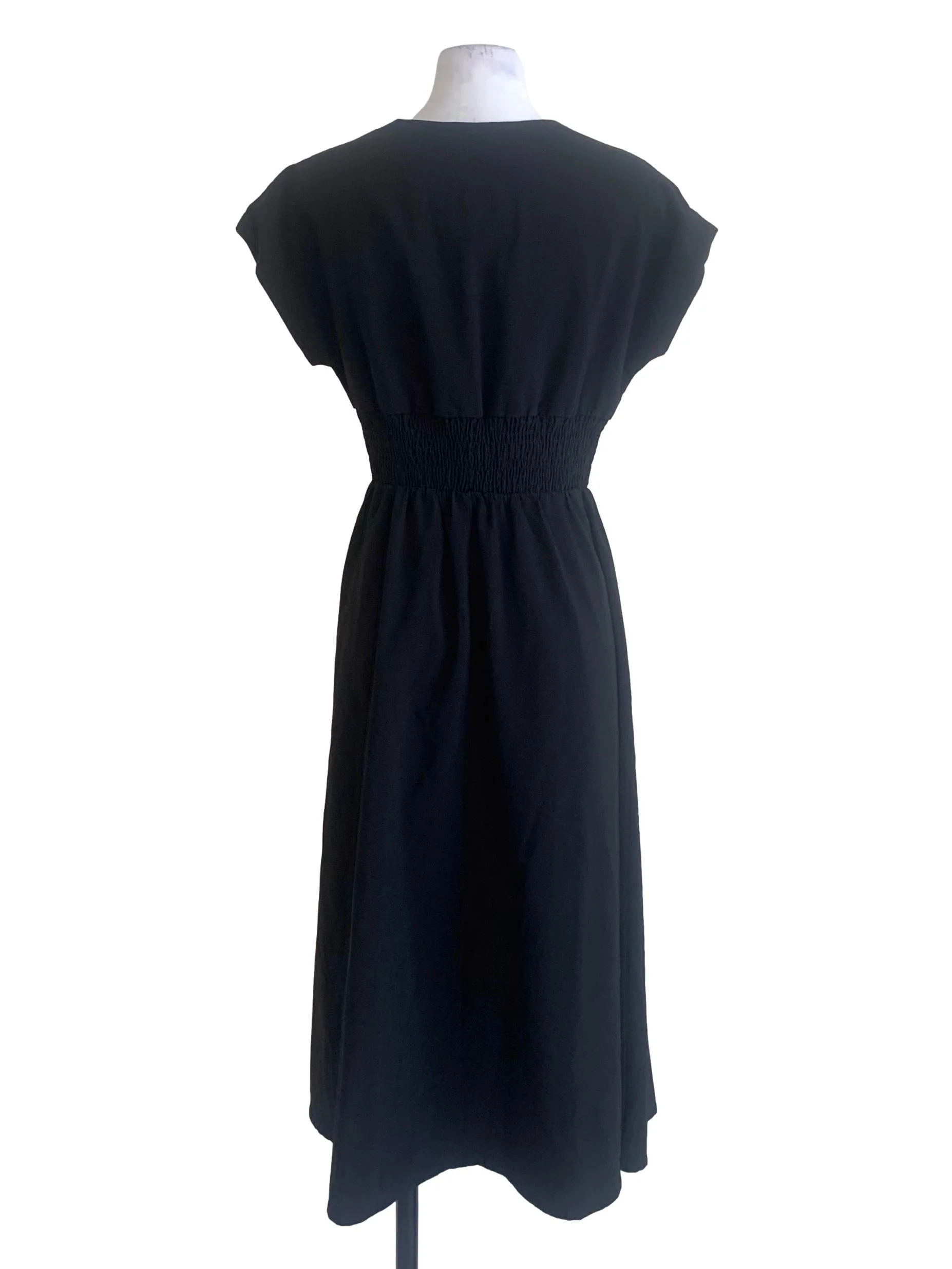 Black V Neck A-Line Dress - Image 2