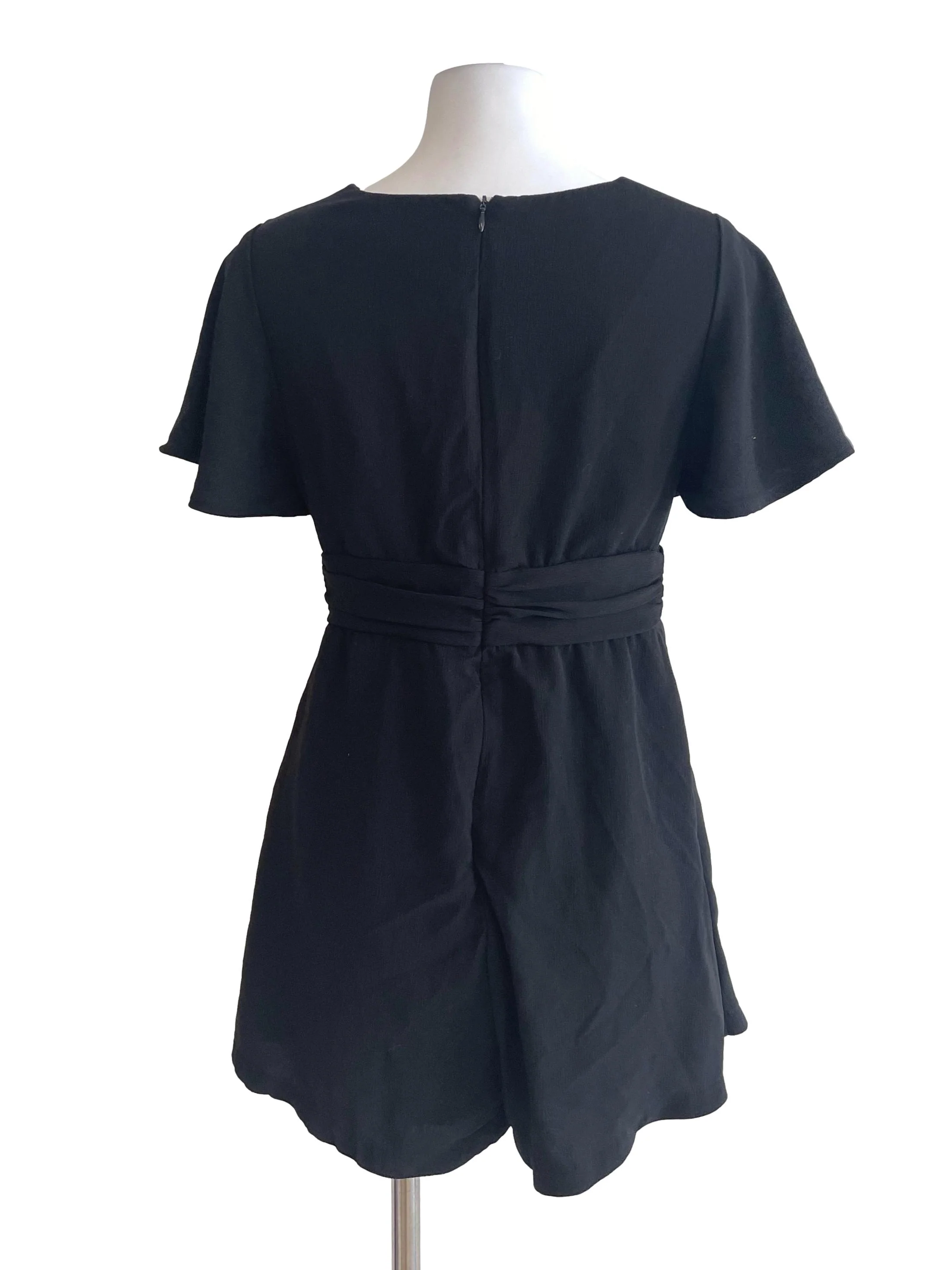 Black V Neck Chiffon Romper - Image 2