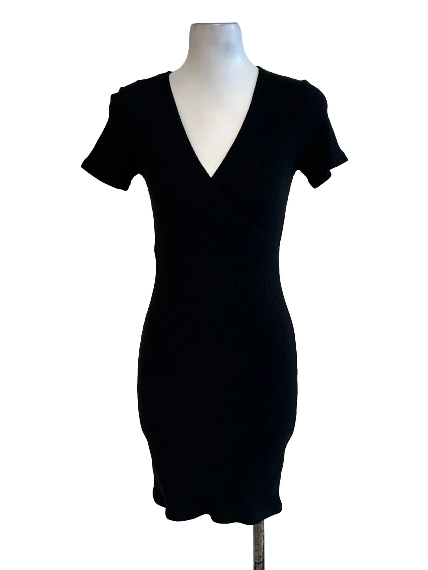 Black V-Neck Knit Dress