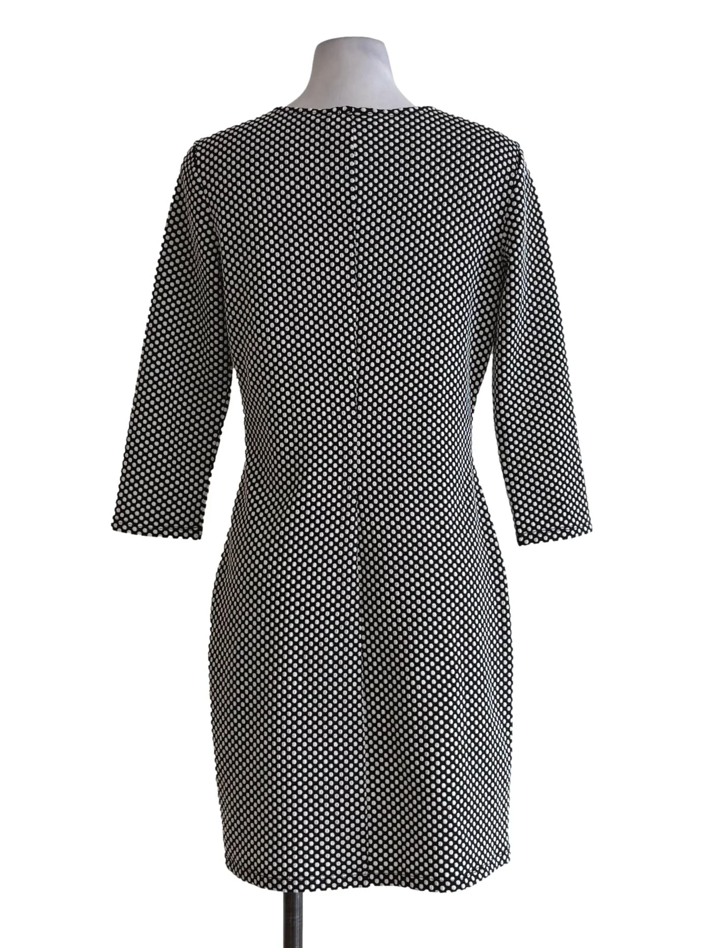 Black White Polka Dot Bodycon Dress - Image 2