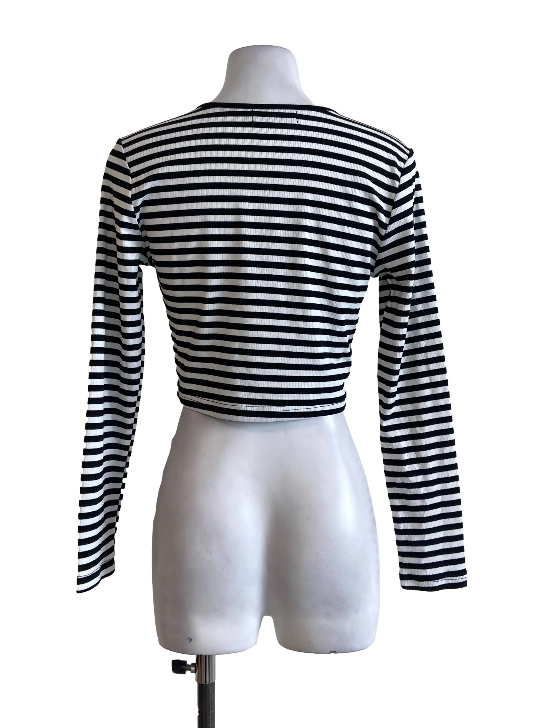 Black & White Stripe Crop Top - Image 2