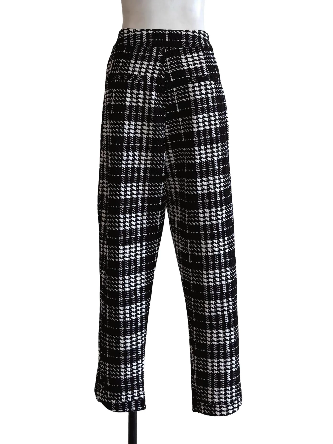Black White Tweed Slim Fit Pants - Image 2