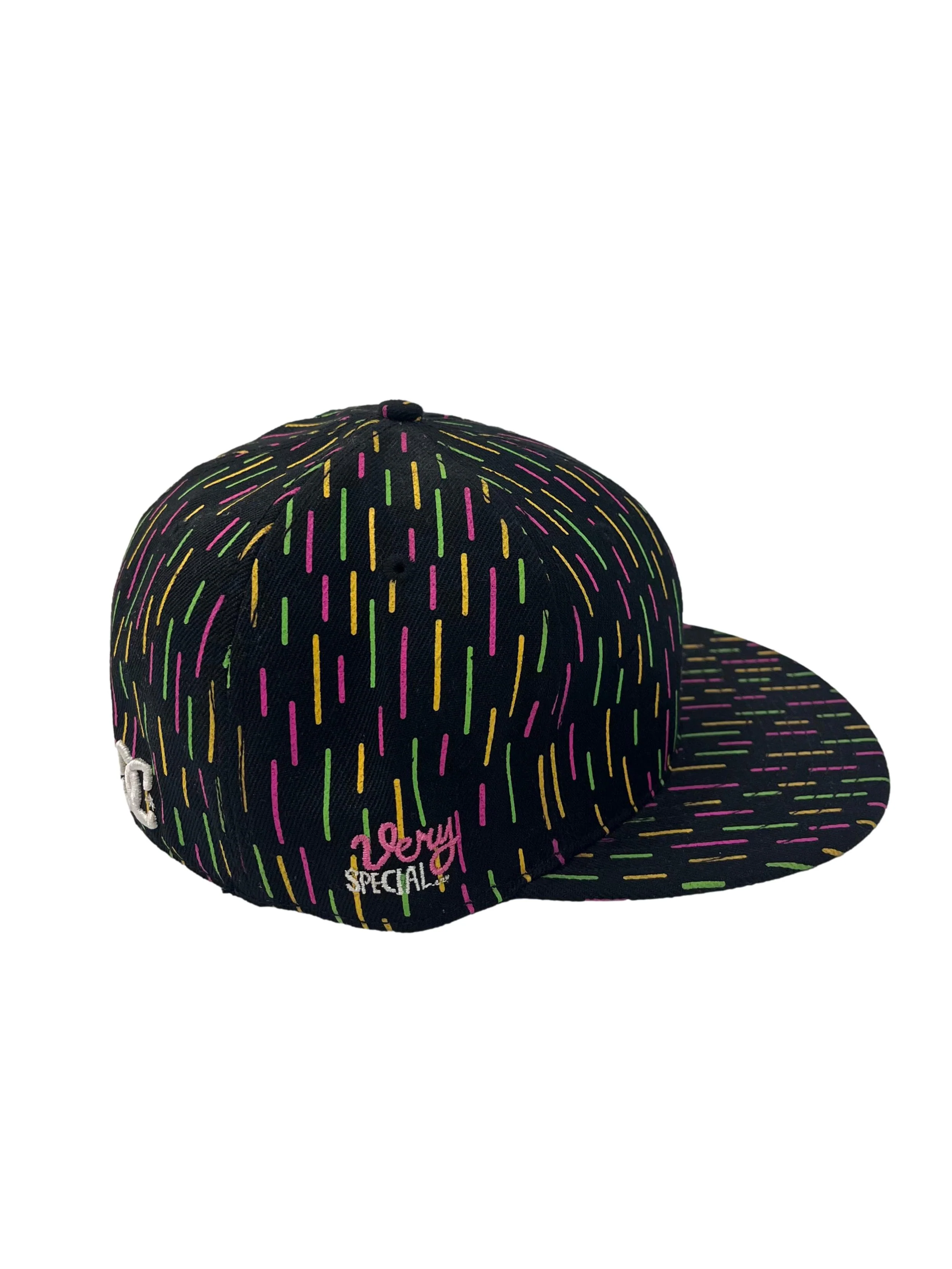 Black With Multicolour Print Snapback Cap - Image 4